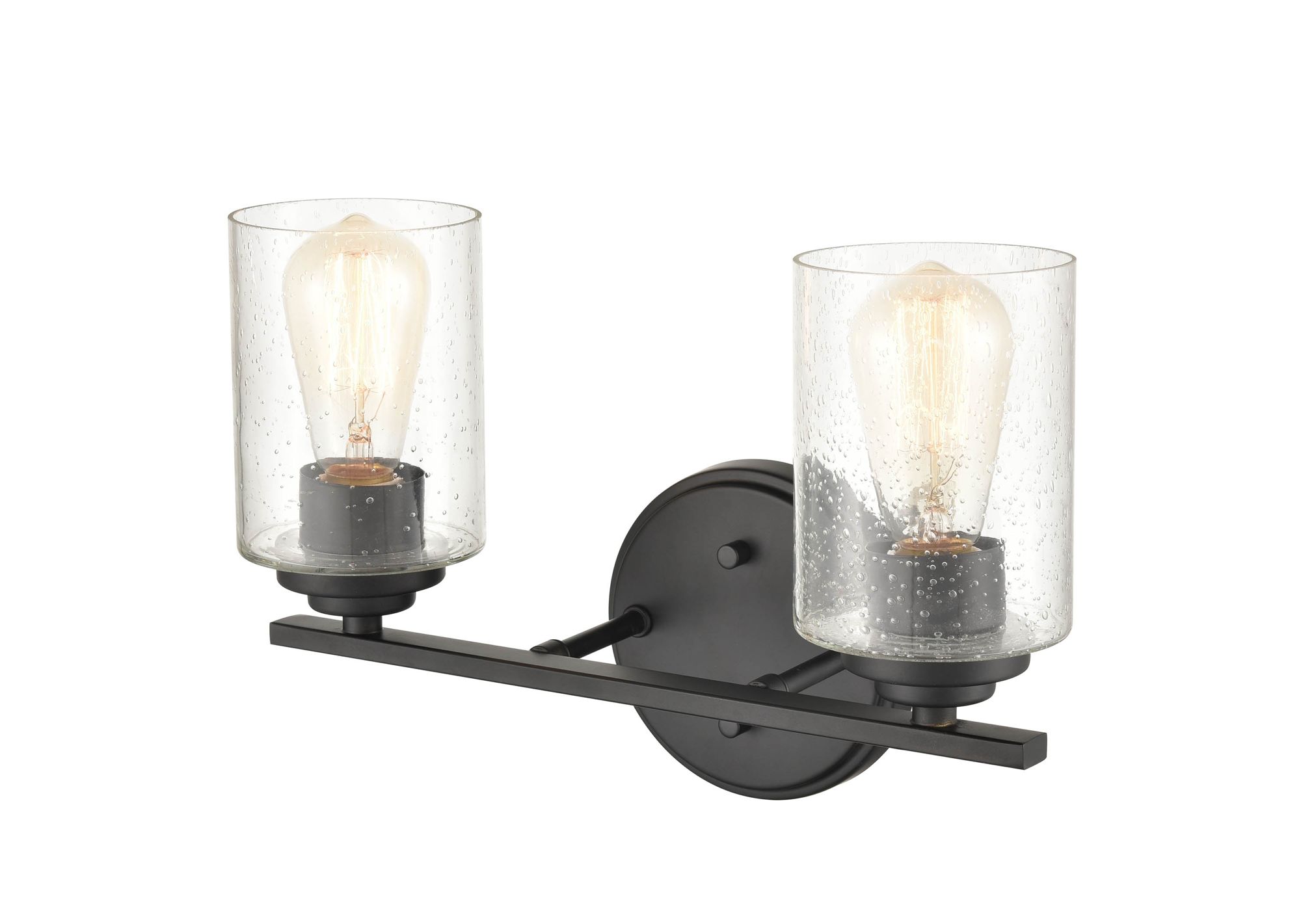 Image 6 Millennium 2-Light 14.25" Matte Black Vanity Light with Glass Shade more views