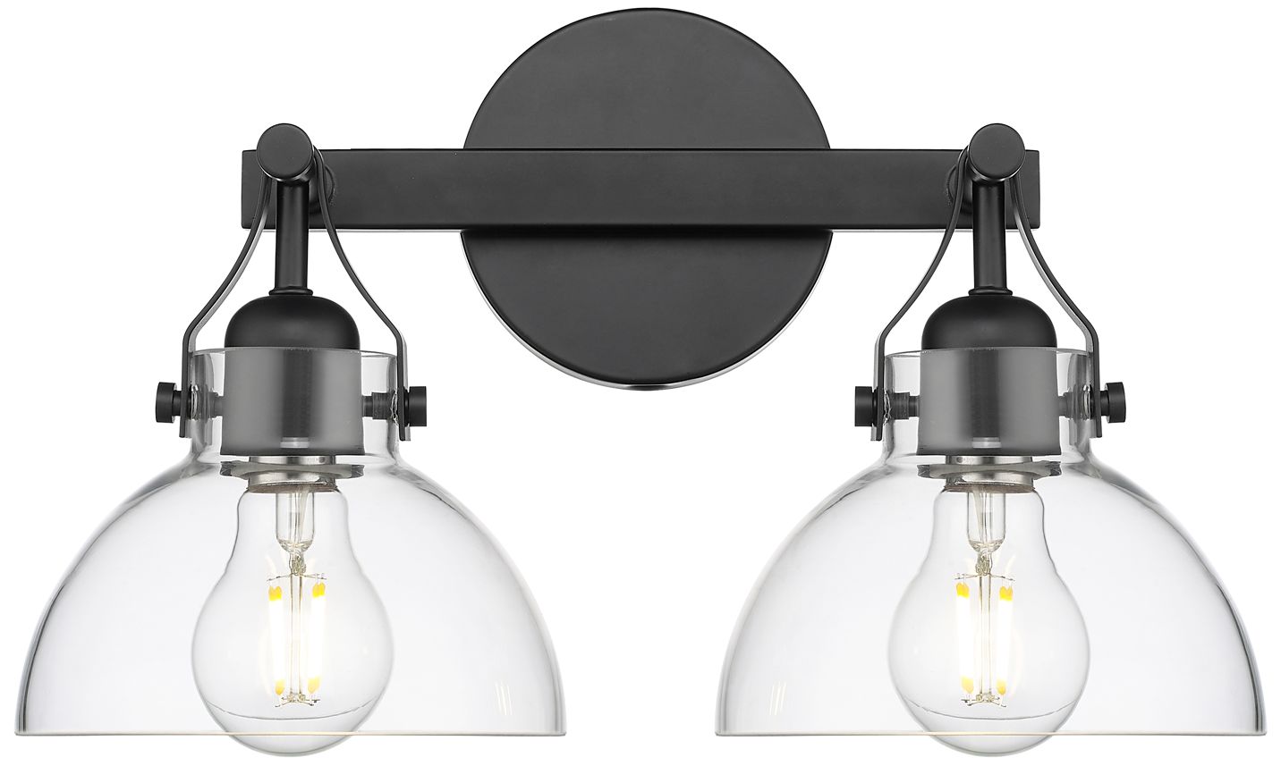 Millennium 2-Light 14.5" Matte Black Vanity Light with Glass Shade