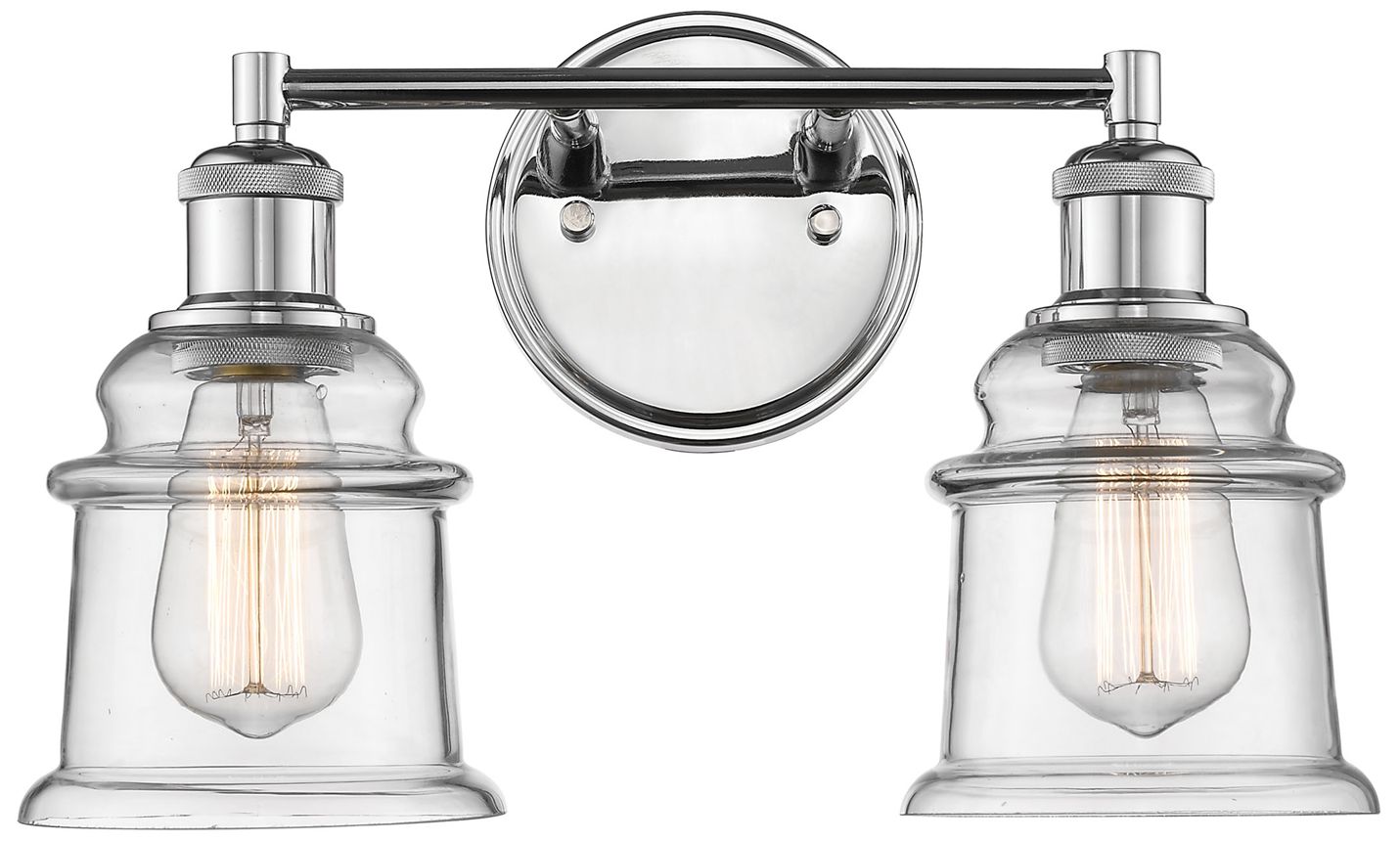 Millennium 2-Light 14.75" Chrome Vanity Light with Glass Shade