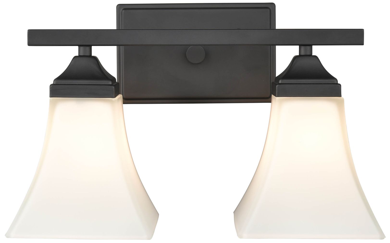 Millennium 2-Light 14" Matte Black Vanity Light with Glass Shade