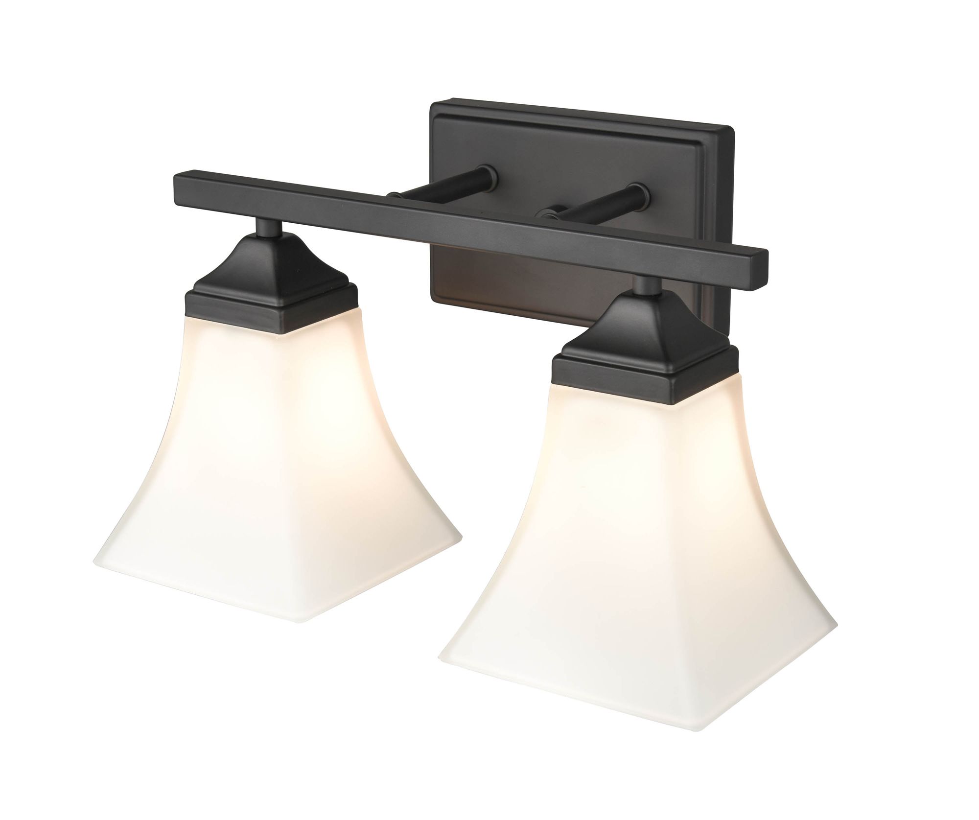 Image 2 Millennium 2-Light 14" Matte Black Vanity Light with Glass Shade more views