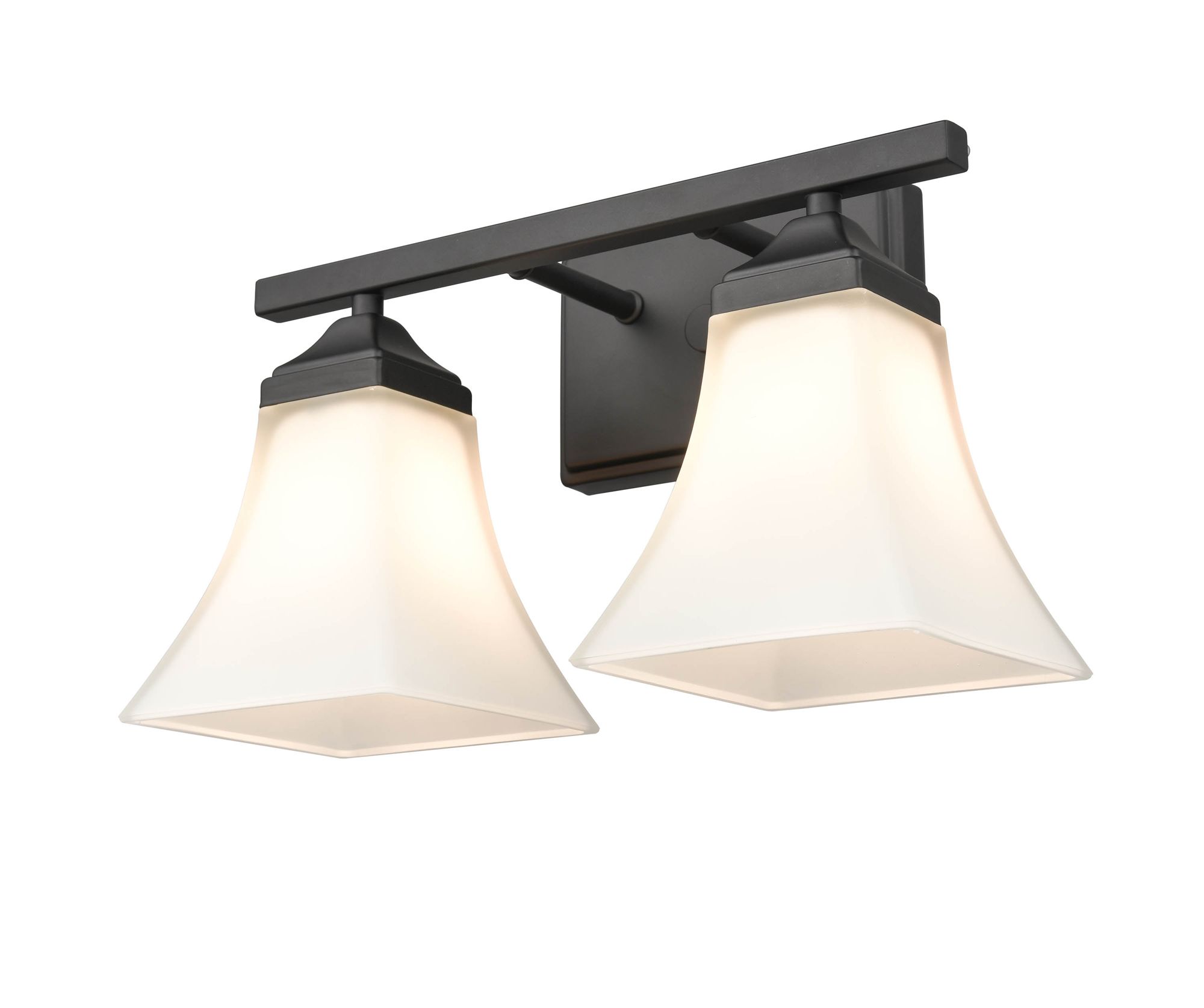Image 3 Millennium 2-Light 14" Matte Black Vanity Light with Glass Shade more views