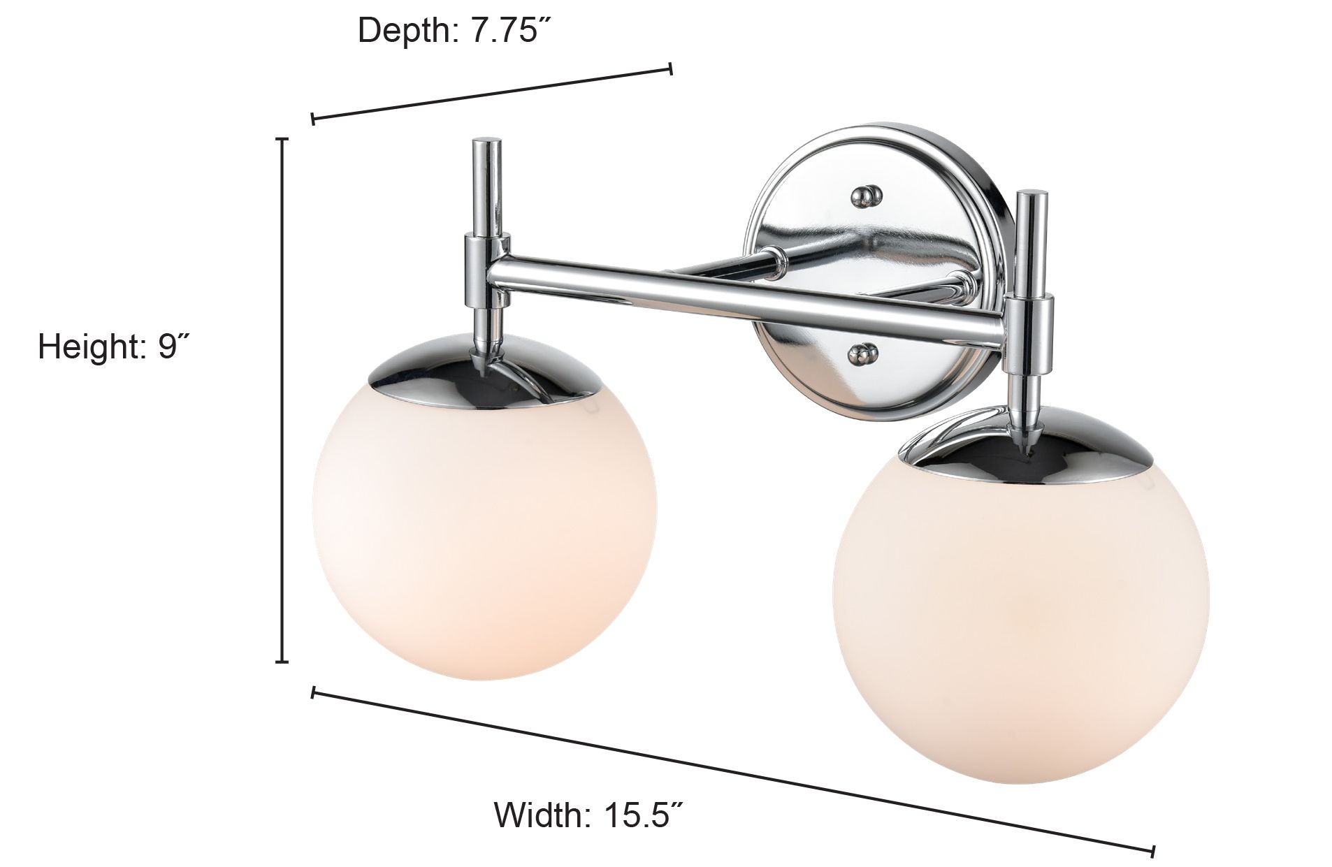 Image 3 Millennium 2-Light 15.5" Chrome Vanity Light more views