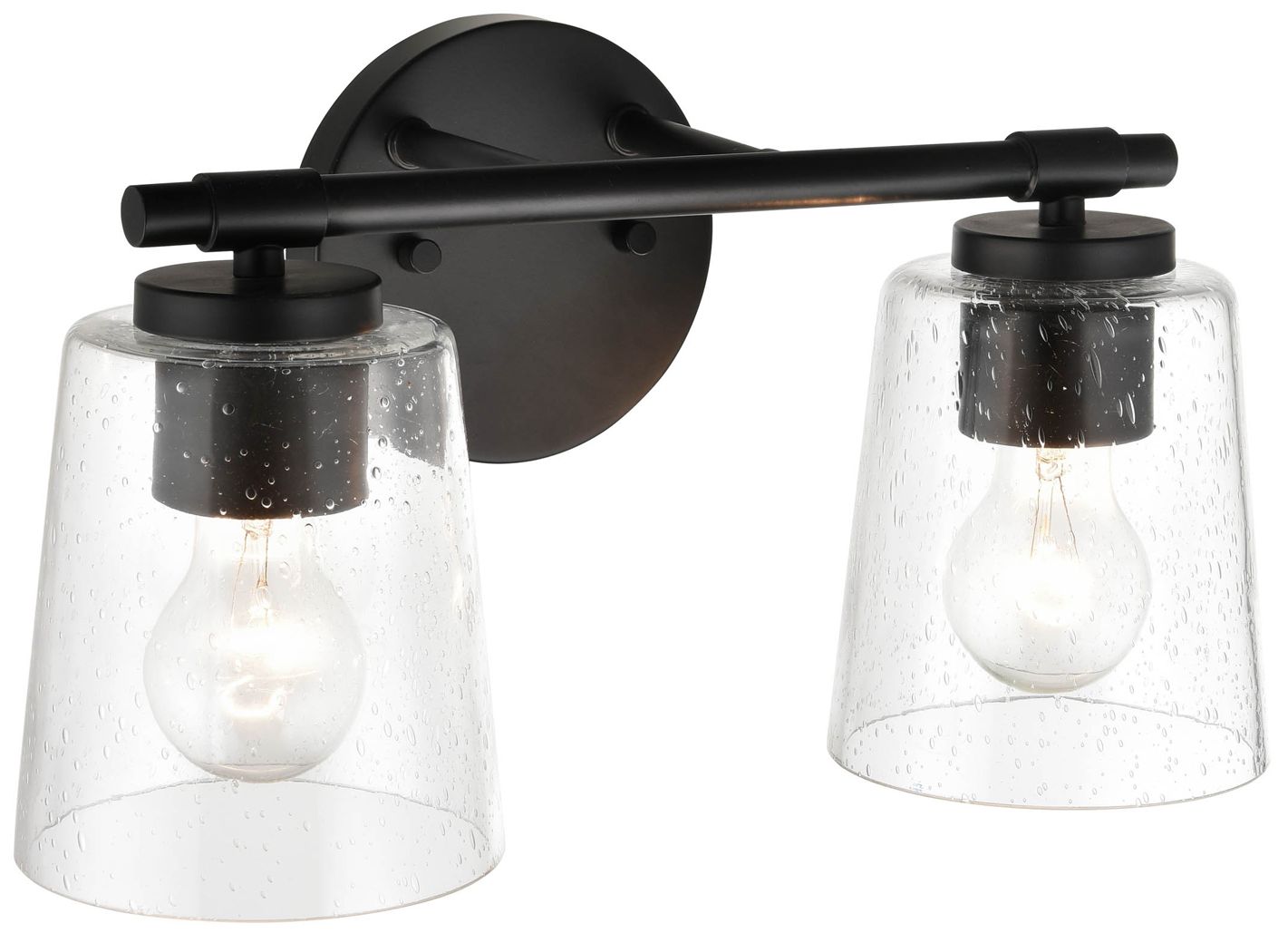 Millennium 2-Light 15" Matte Black Vanity Light with Glass Shade
