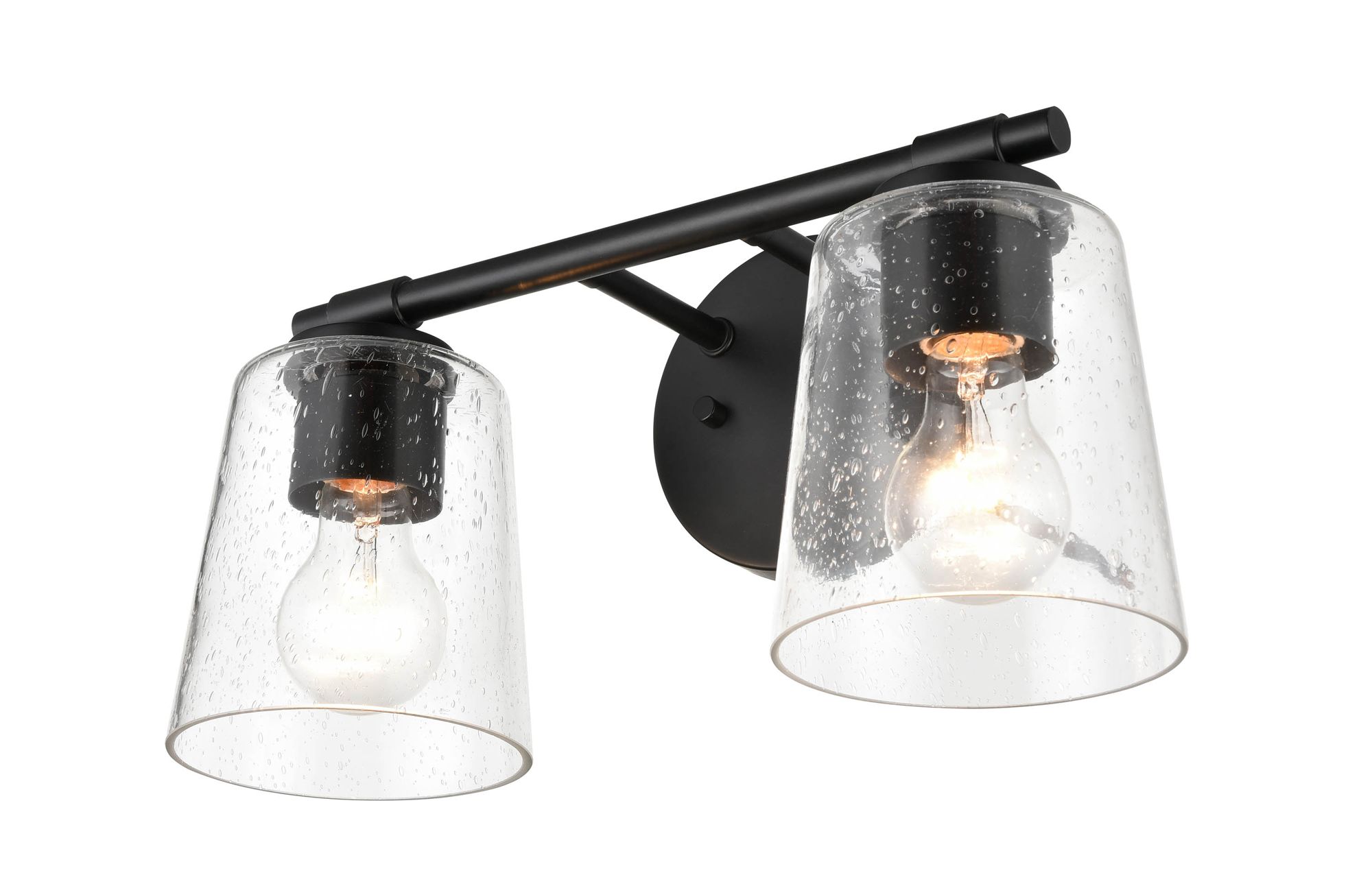 Image 2 Millennium 2-Light 15" Matte Black Vanity Light with Glass Shade more views