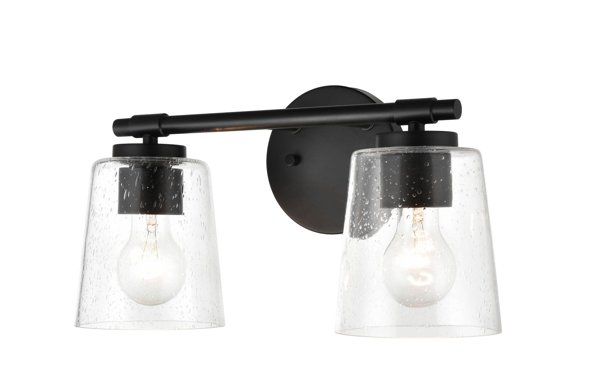 Image 3 Millennium 2-Light 15" Matte Black Vanity Light with Glass Shade more views