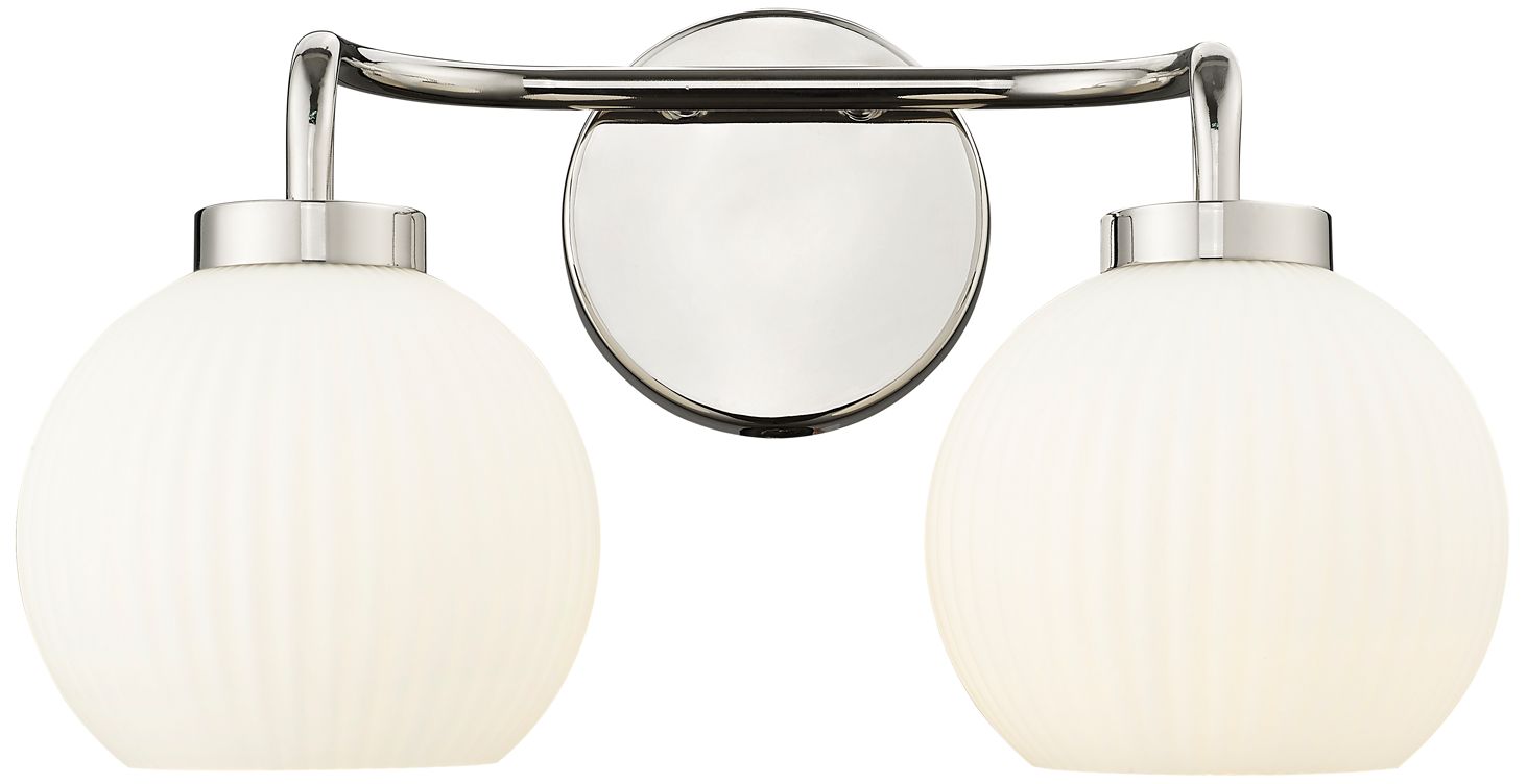 Image 2 Millennium 2-Light 15" Polished Nickel Vanity Light with Glass Shade