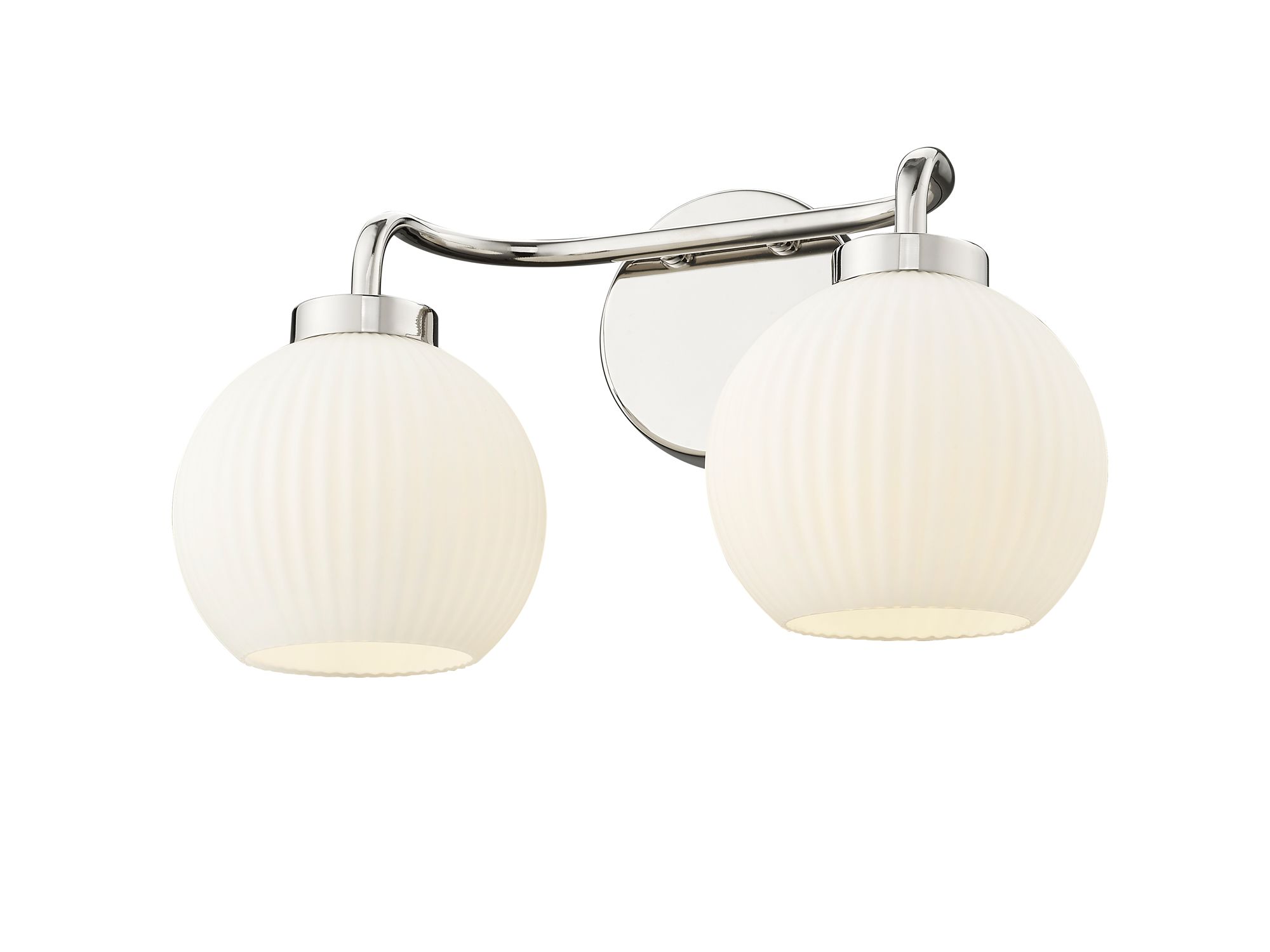 Image 4 Millennium 2-Light 15" Polished Nickel Vanity Light with Glass Shade more views
