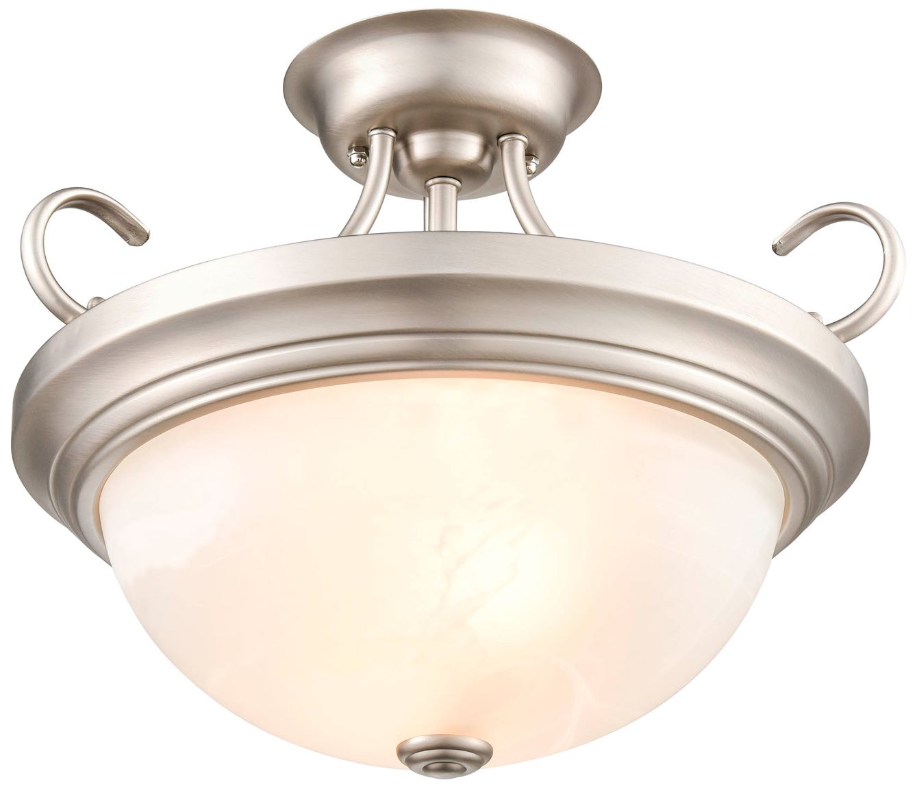 Millennium 2-Light 15" Satin Nickel Semi-Flush with Glass Shade