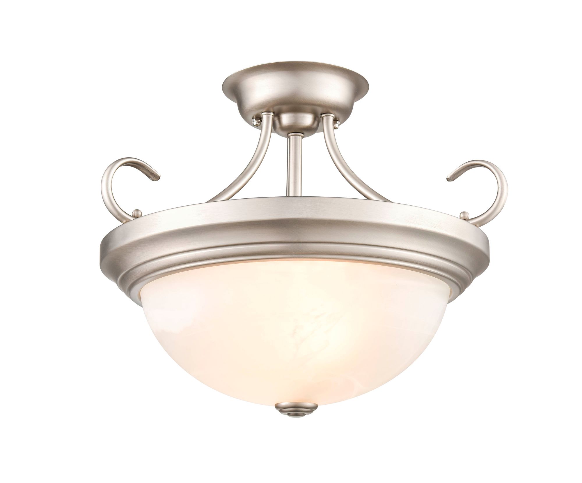 Image 2 Millennium 2-Light 15" Satin Nickel Semi-Flush with Glass Shade more views