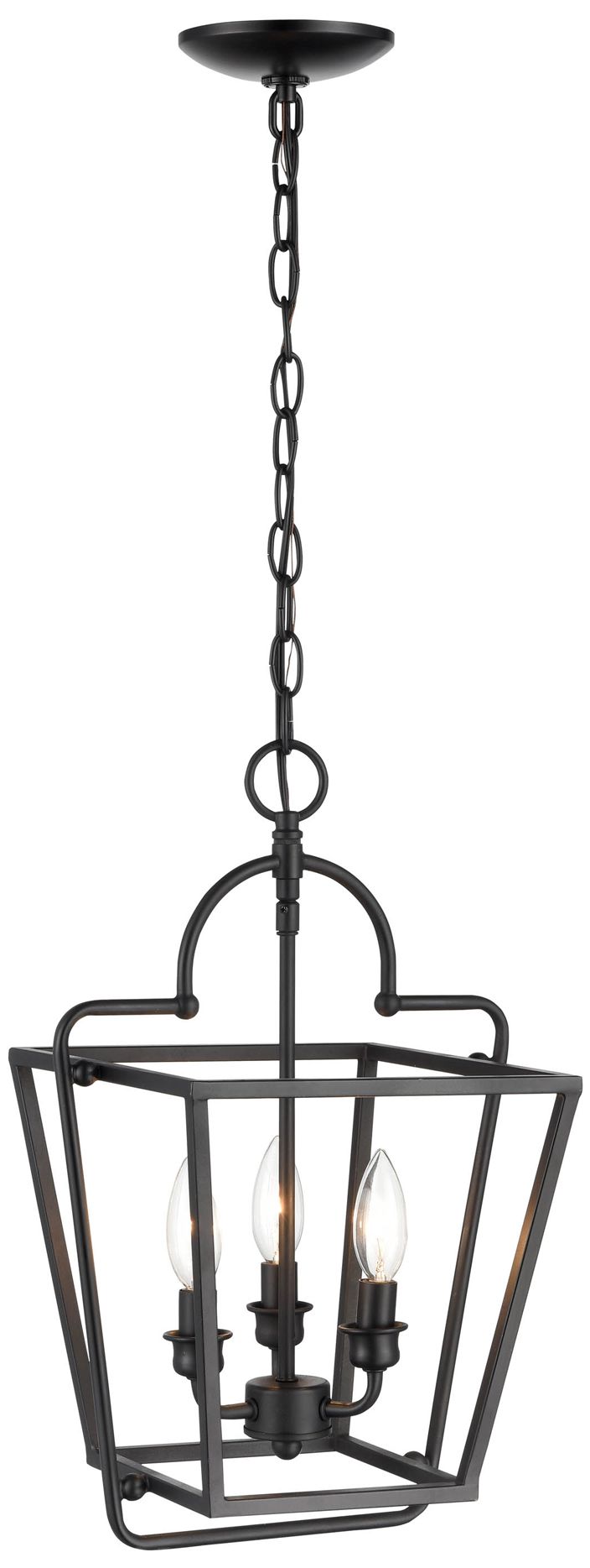 Millennium 3-Light 12" Matte Black Pendant with Glass Shade