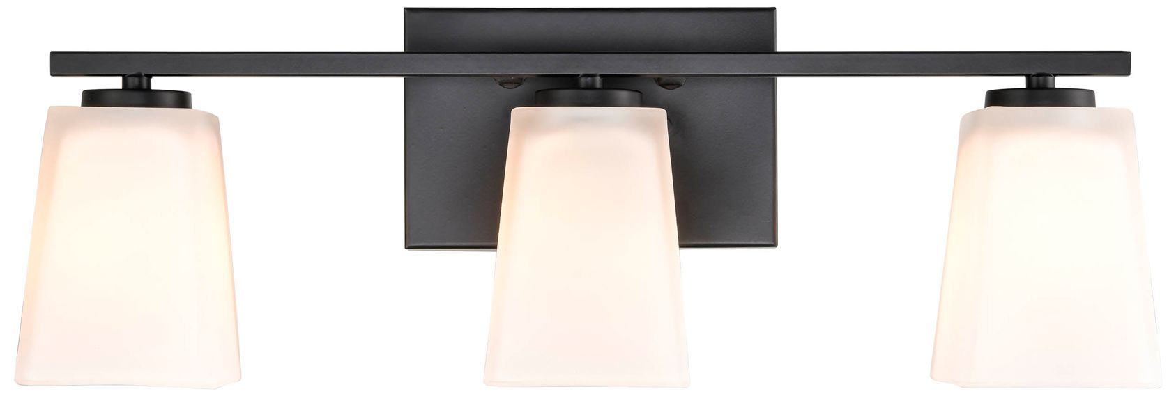 Millennium 3-Light 21" Matte Black Vanity Light with Glass Shade