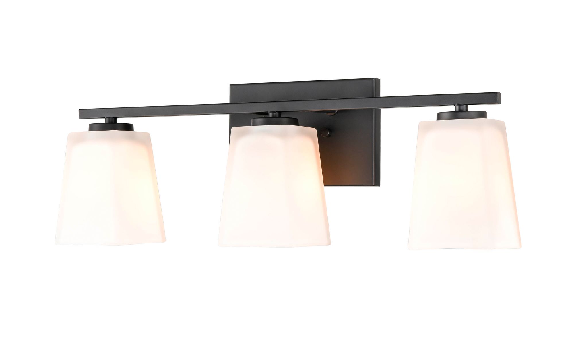 Image 2 Millennium 3-Light 21" Matte Black Vanity Light with Glass Shade more views
