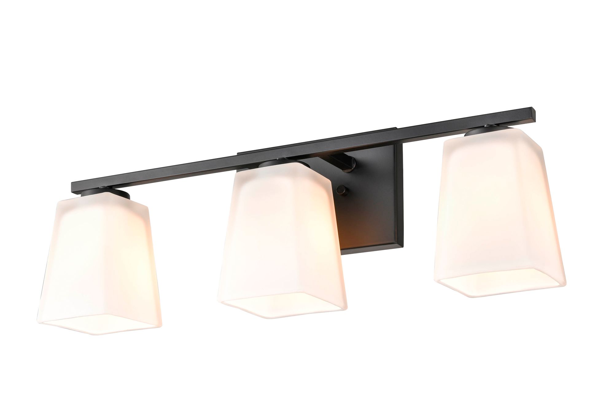 Image 3 Millennium 3-Light 21" Matte Black Vanity Light with Glass Shade more views