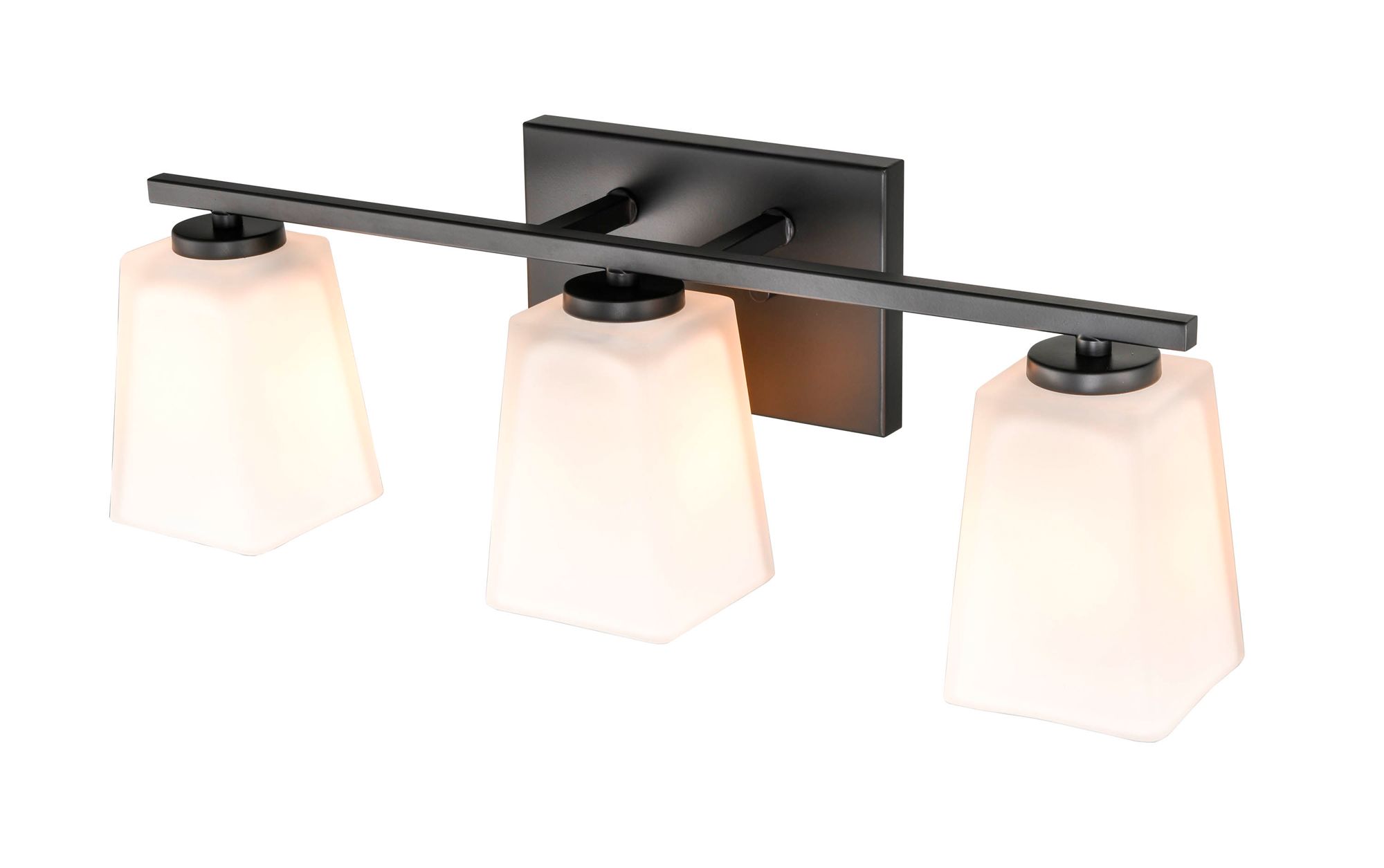 Image 4 Millennium 3-Light 21" Matte Black Vanity Light with Glass Shade more views