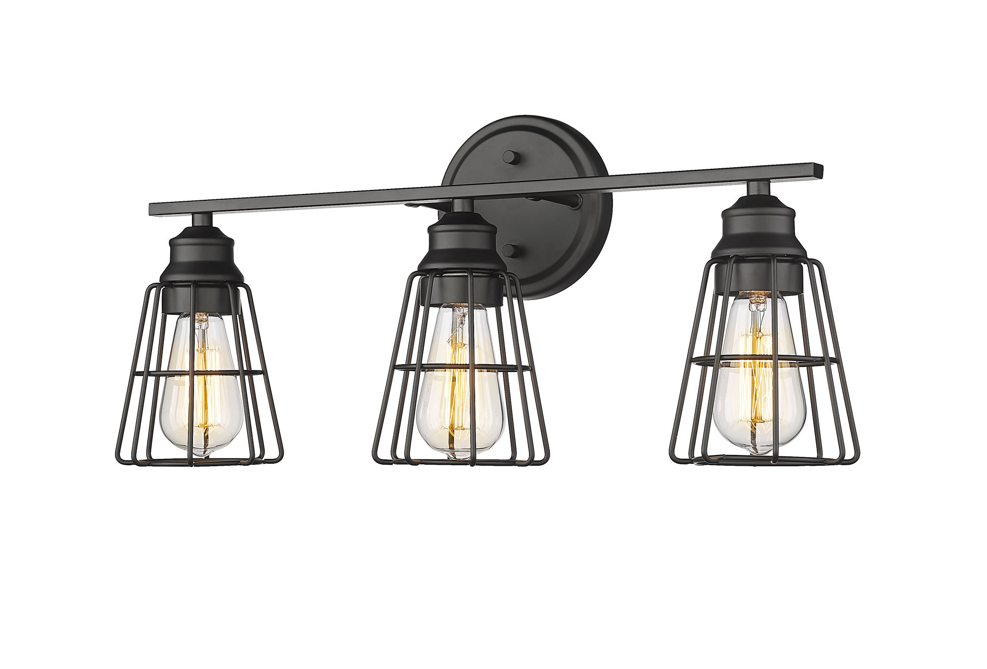 Thumbnail2 of Millennium 3-Light 22.88" Matte Black Vanity Light with Steel Shade more views