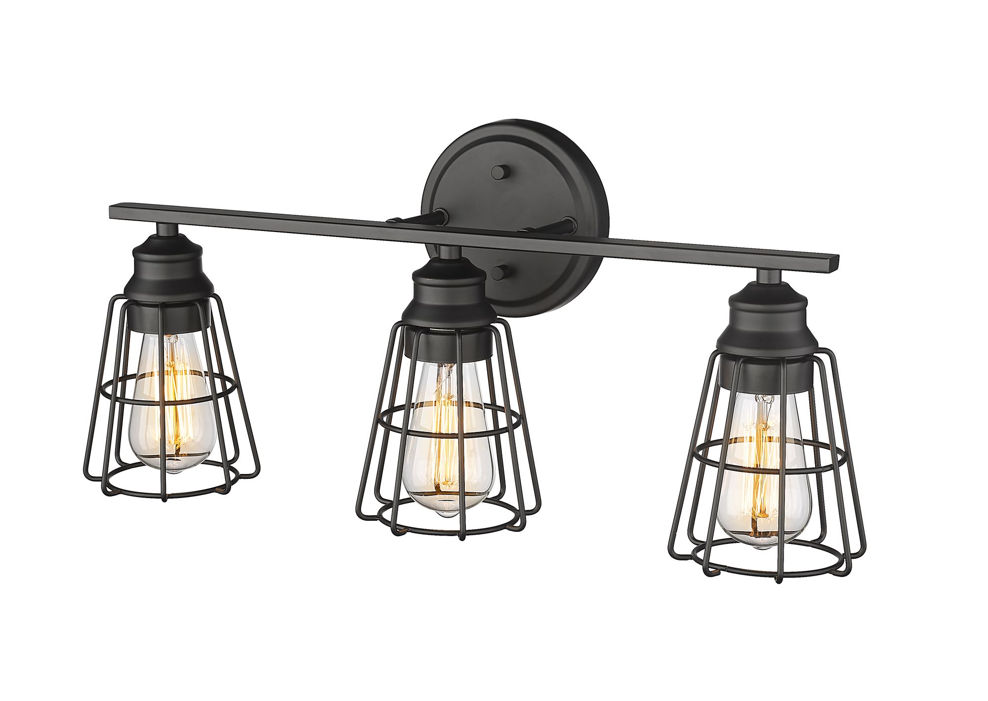 Thumbnail3 of Millennium 3-Light 22.88" Matte Black Vanity Light with Steel Shade more views