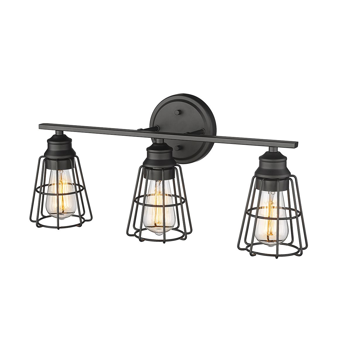 Thumbnail4 of Millennium 3-Light 22.88" Matte Black Vanity Light with Steel Shade more views