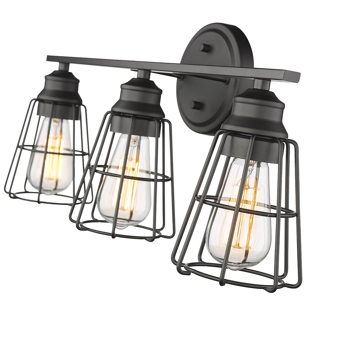 Millennium 3-Light 22.88" Matte Black Vanity Light with Steel Shade