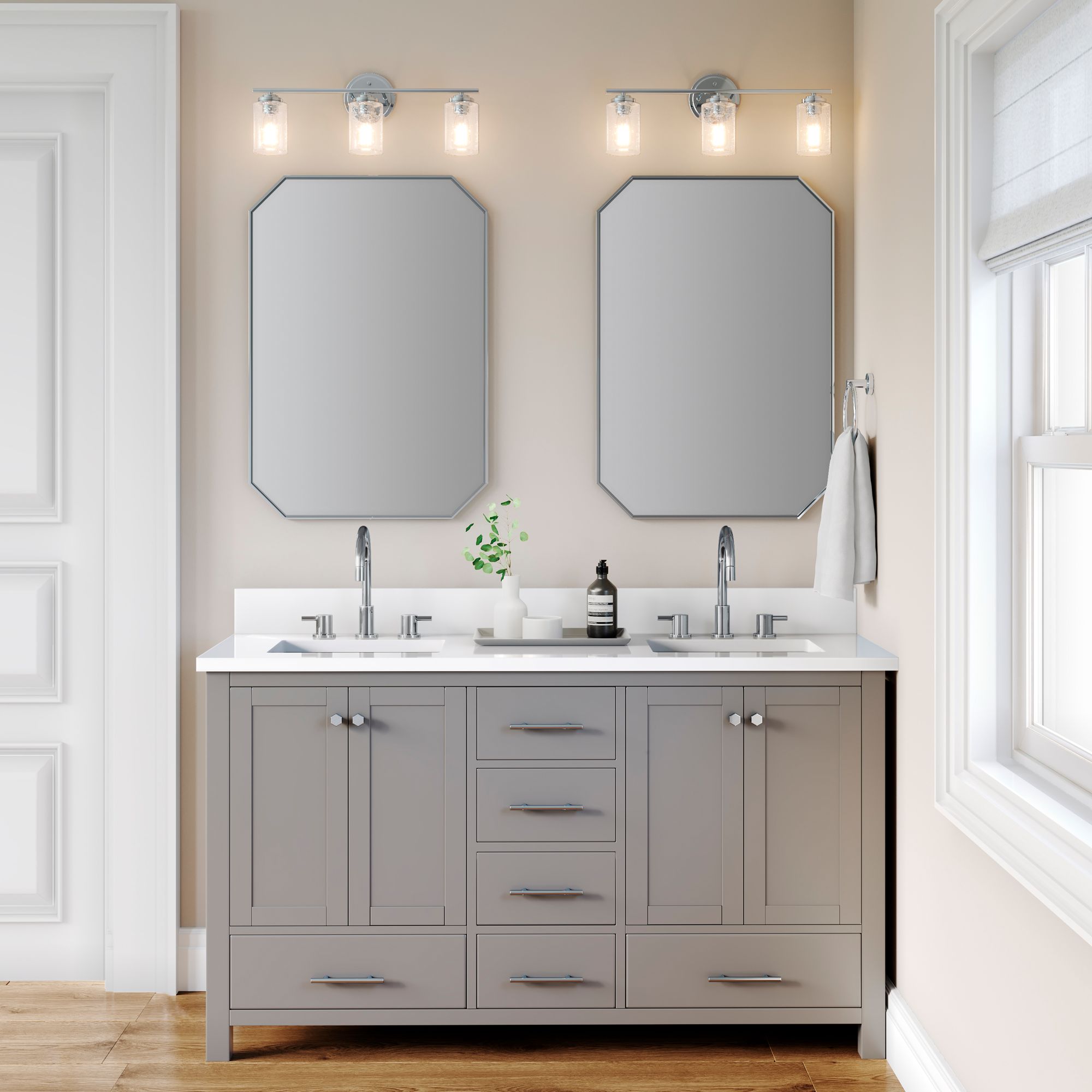 Image 6 Millennium 3-Light 22" Chrome Vanity Light with Glass Shade more views