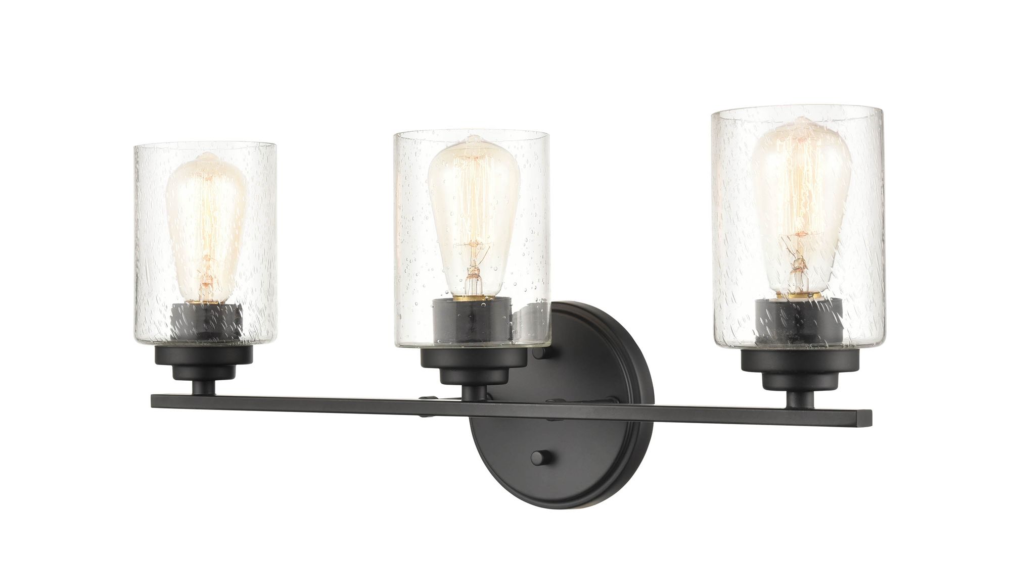 Image 2 Millennium 3-Light 22" Matte Black Vanity Light with Glass Shade more views