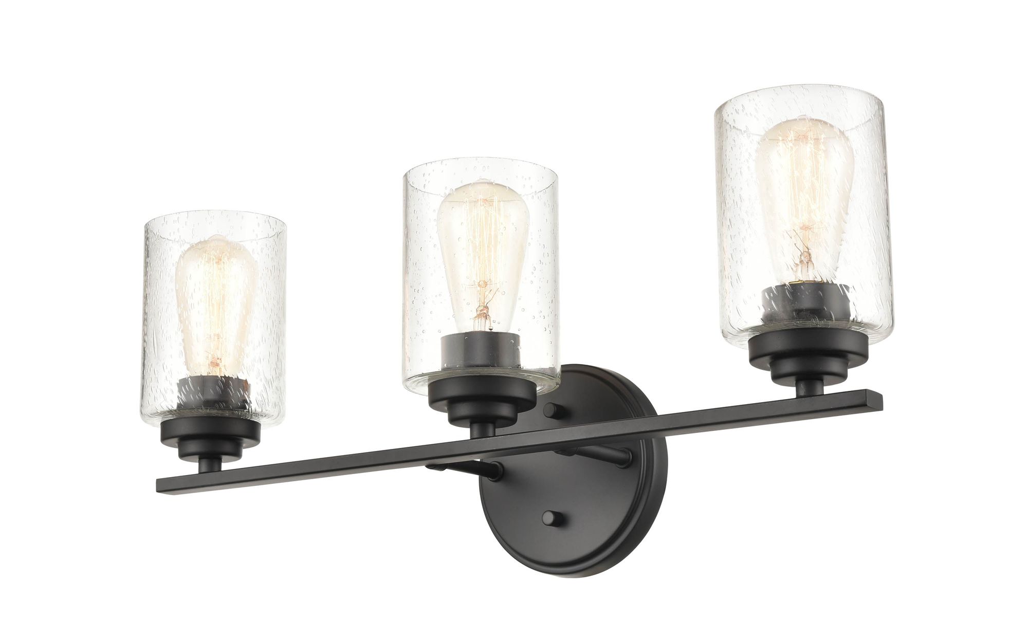 Image 3 Millennium 3-Light 22" Matte Black Vanity Light with Glass Shade more views