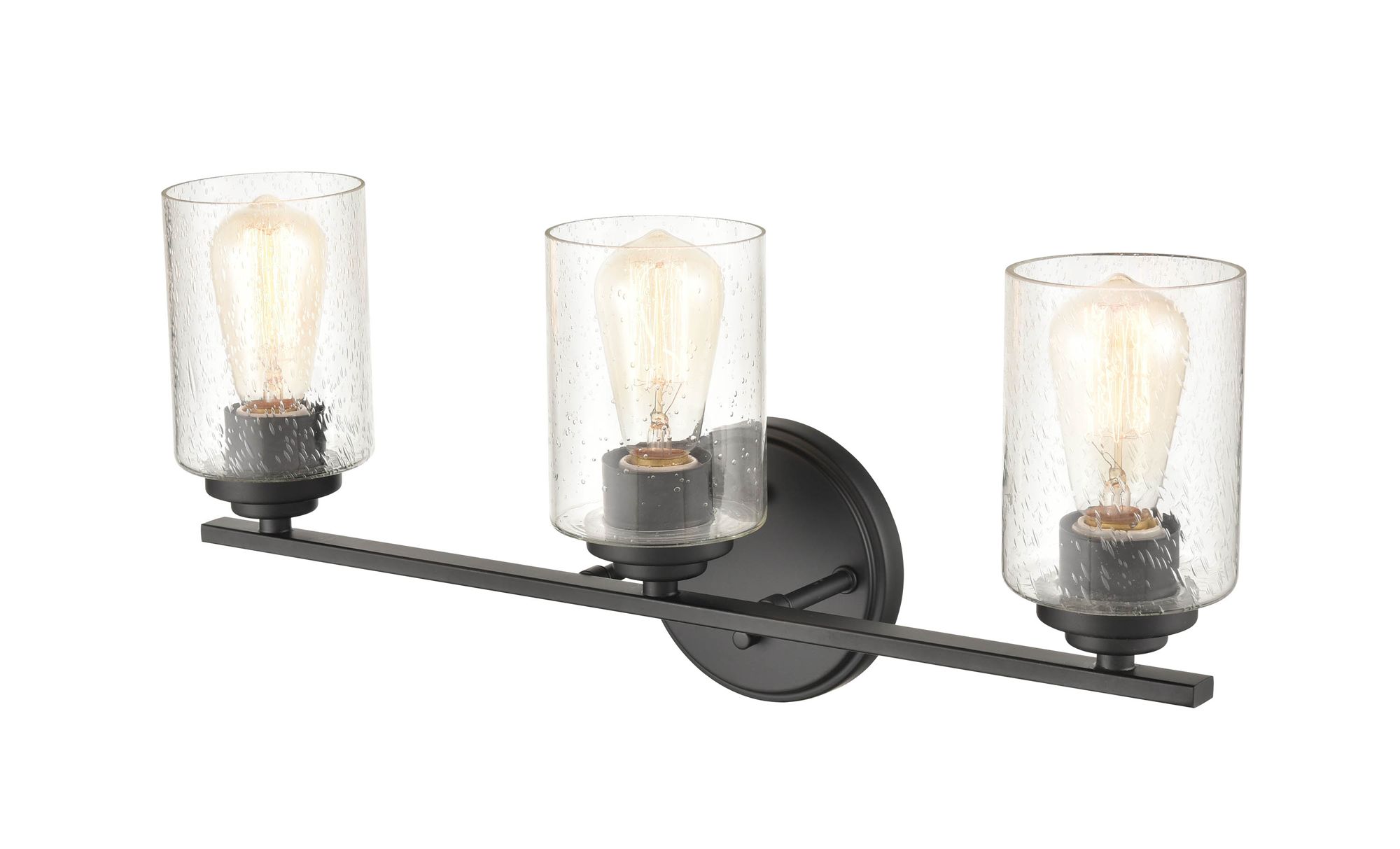 Image 4 Millennium 3-Light 22" Matte Black Vanity Light with Glass Shade more views