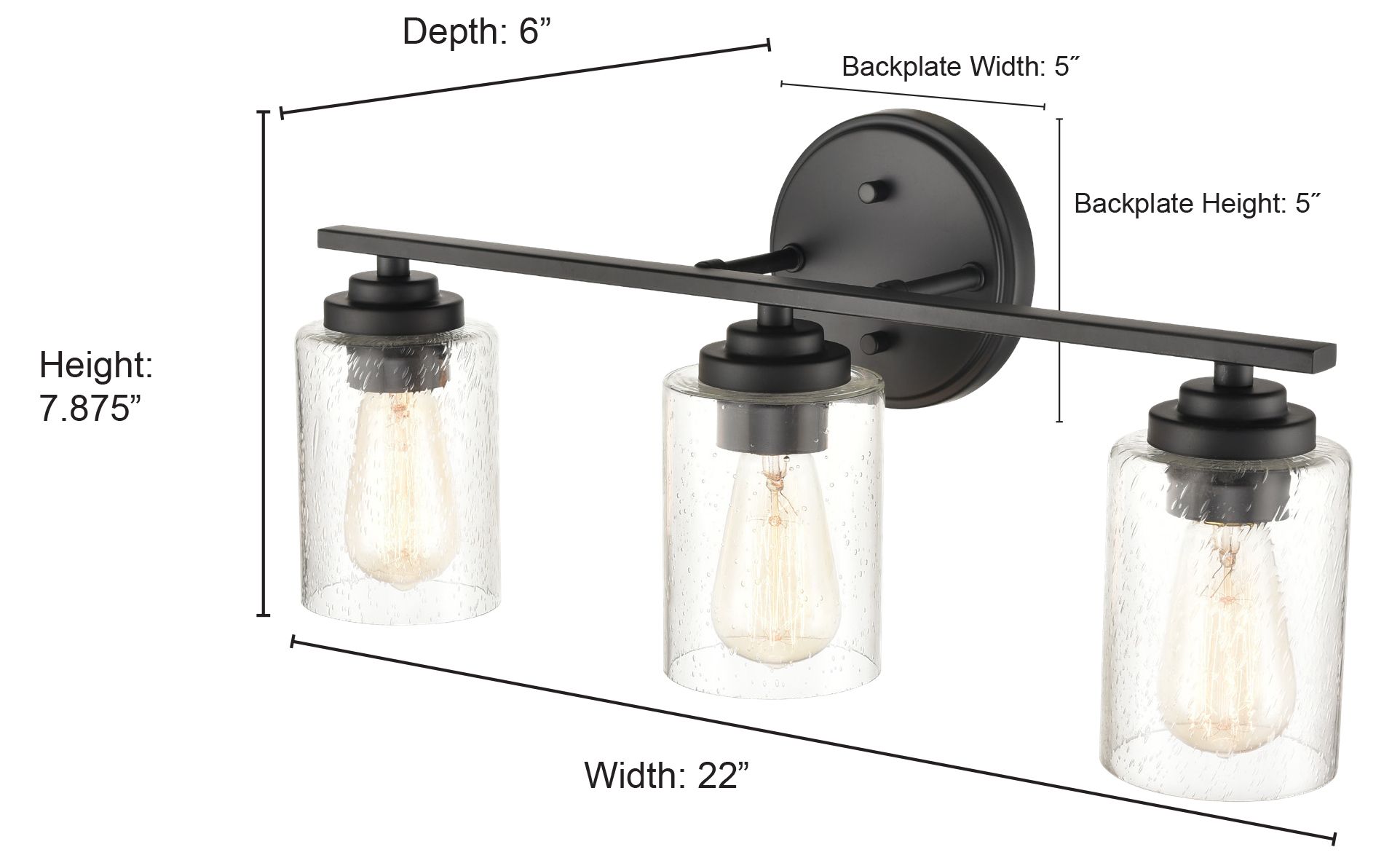 Image 5 Millennium 3-Light 22" Satin Nickel Vanity Light with Glass Shade more views