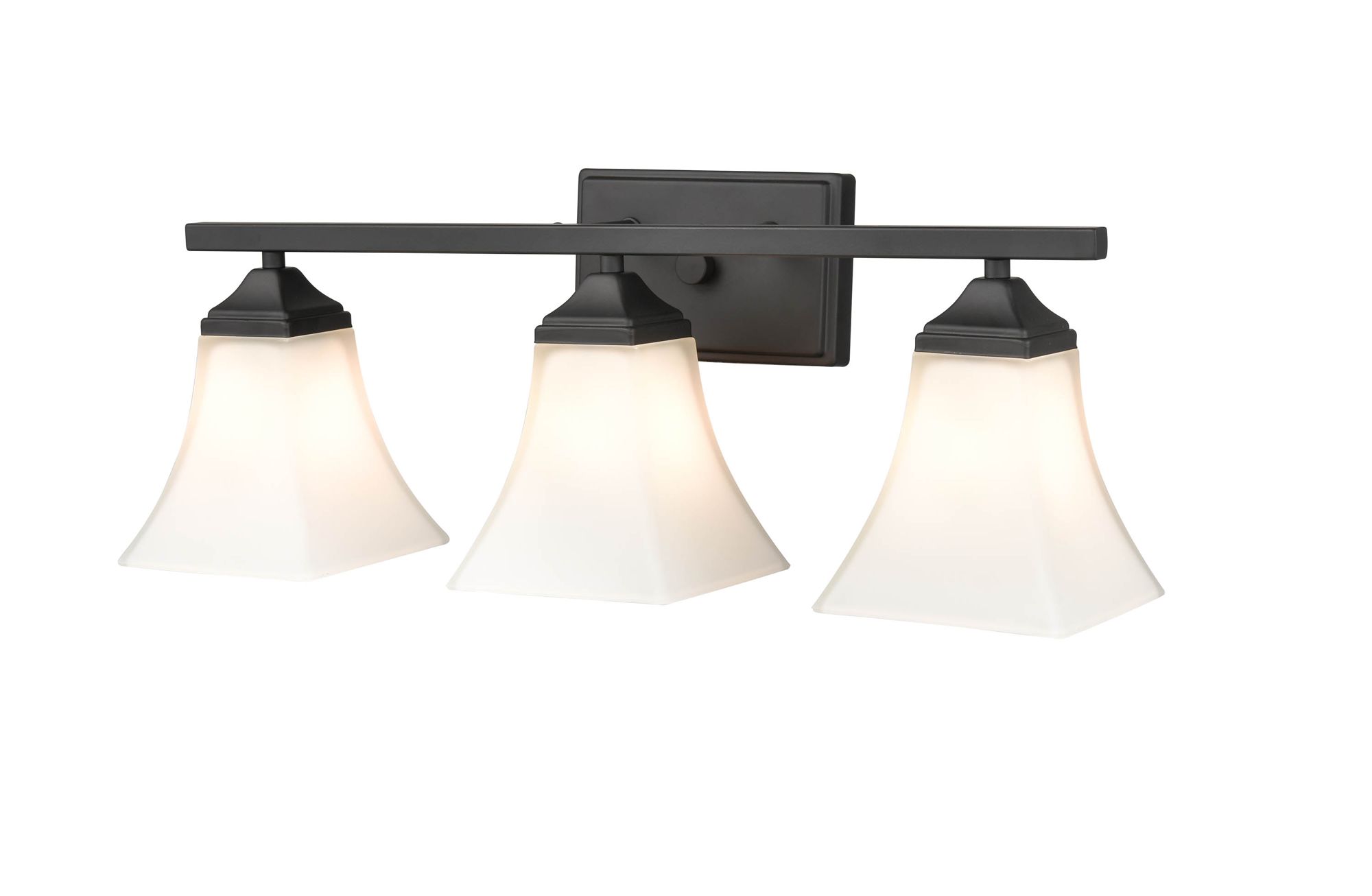 Image 2 Millennium 3-Light 23.25" Matte Black Vanity Light with Glass Shade more views