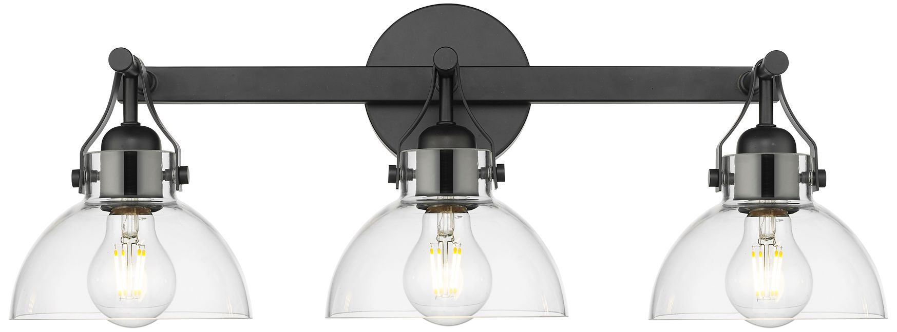 Image 2 Millennium 3-Light 23" Matte Black Vanity Light with Glass Shade