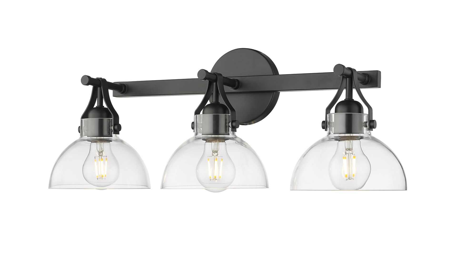 Image 3 Millennium 3-Light 23" Matte Black Vanity Light with Glass Shade more views
