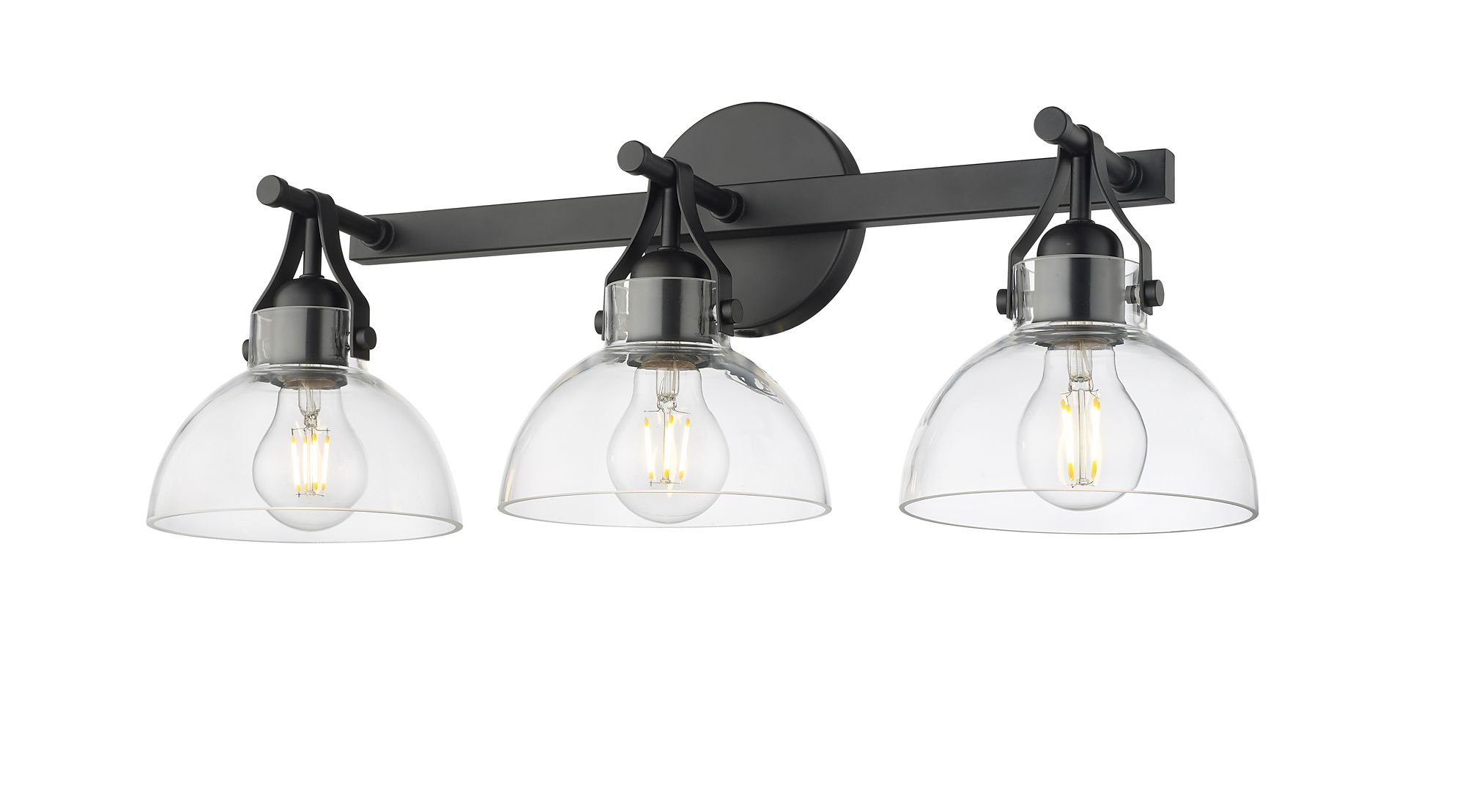 Image 4 Millennium 3-Light 23" Matte Black Vanity Light with Glass Shade more views