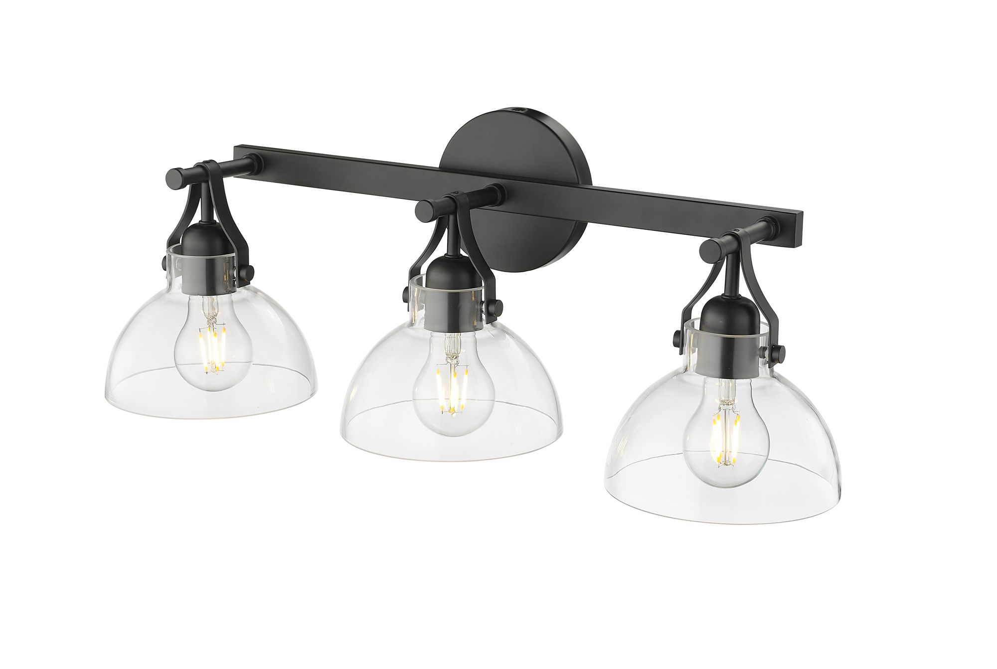 Image 5 Millennium 3-Light 23" Matte Black Vanity Light with Glass Shade more views