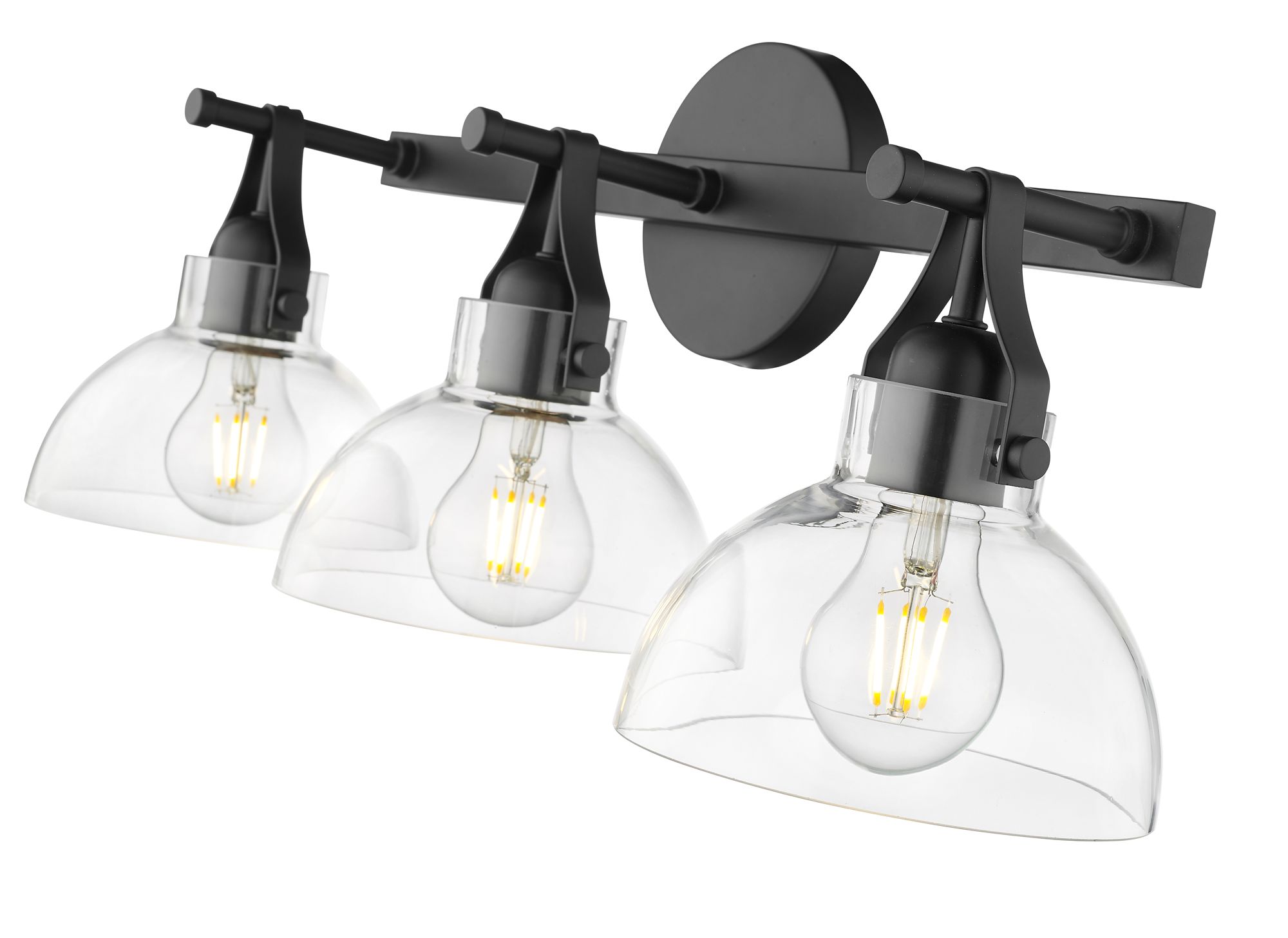 Image 6 Millennium 3-Light 23" Matte Black Vanity Light with Glass Shade more views