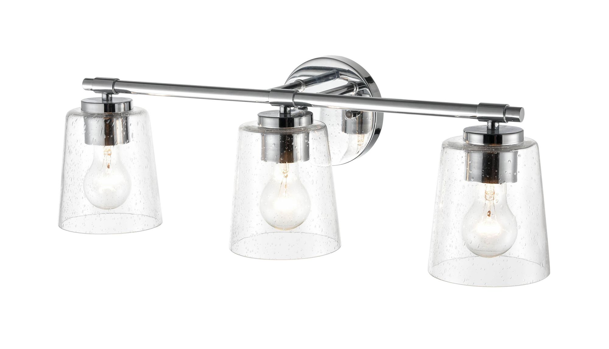 Image 2 Millennium 3-Light 24.5" Chrome Vanity Light with Glass Shade more views