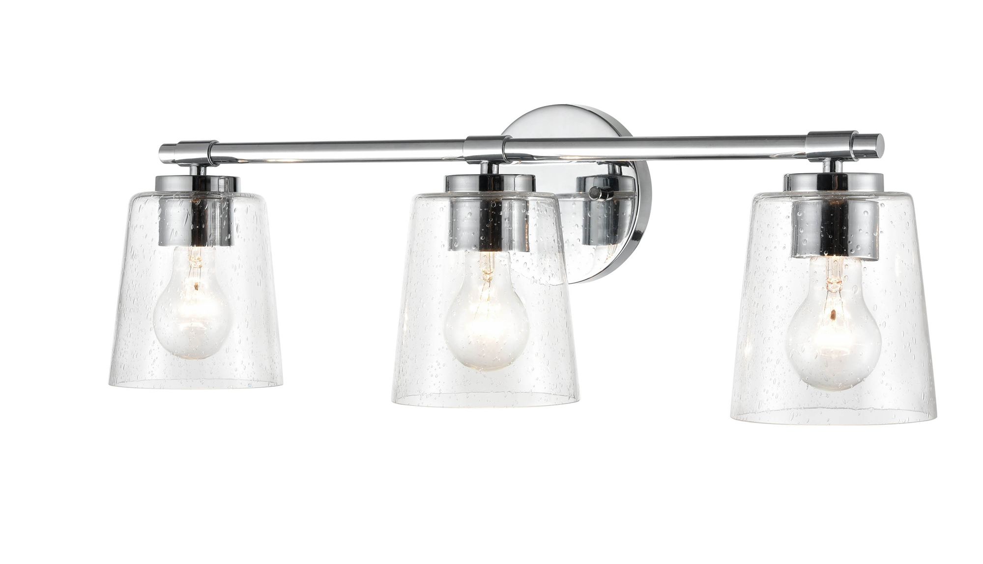 Image 3 Millennium 3-Light 24.5" Chrome Vanity Light with Glass Shade more views