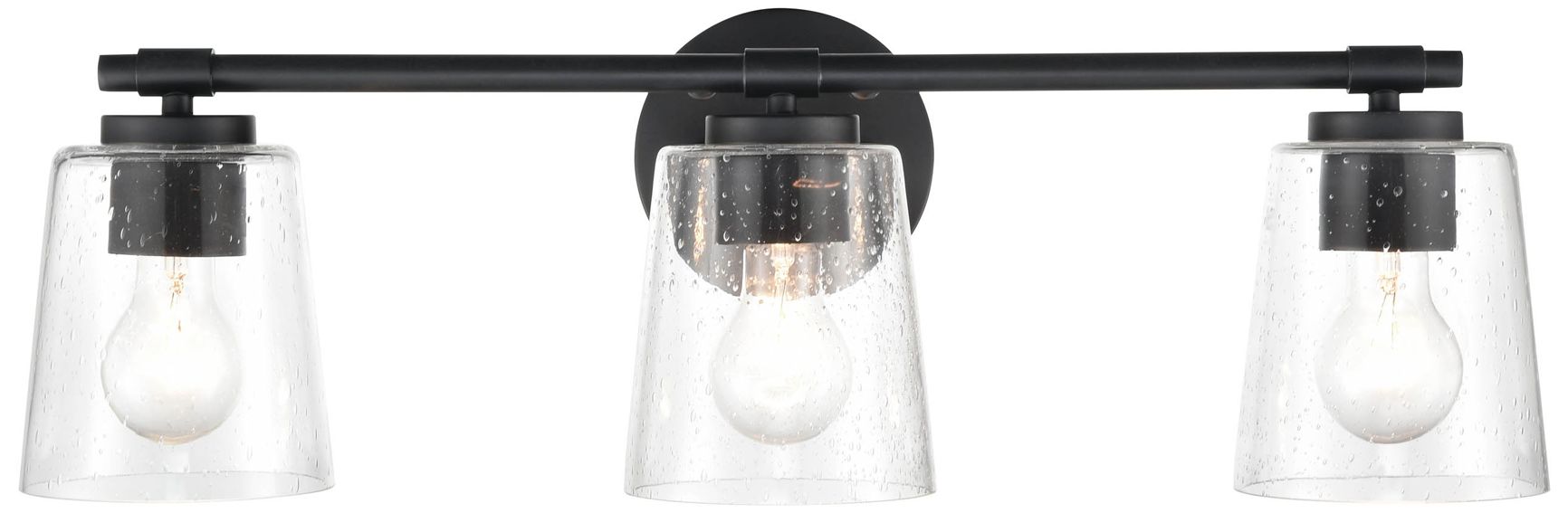 Millennium 3-Light 24.5" Matte Black Vanity Light with Glass Shade