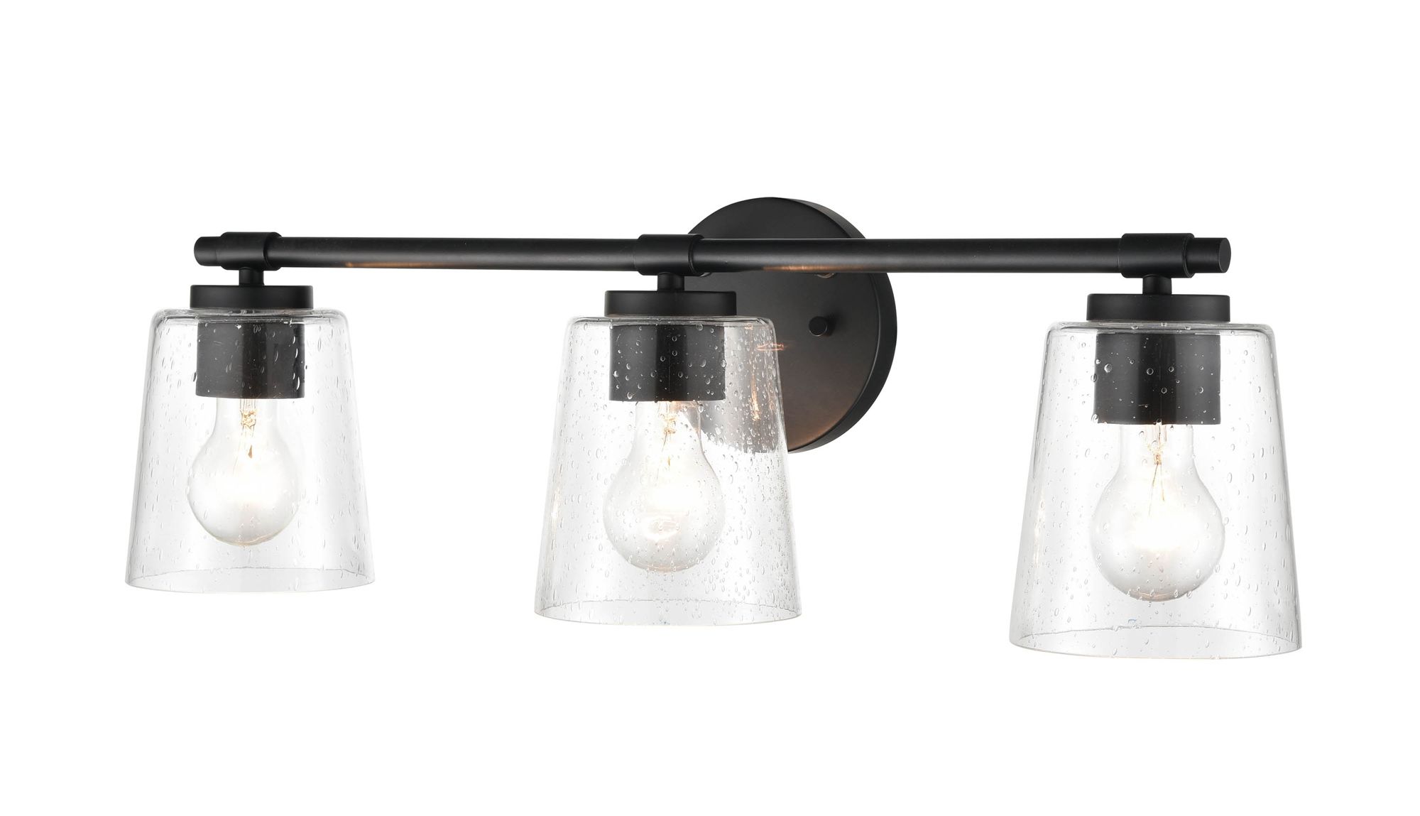 Image 2 Millennium 3-Light 24.5" Matte Black Vanity Light with Glass Shade more views