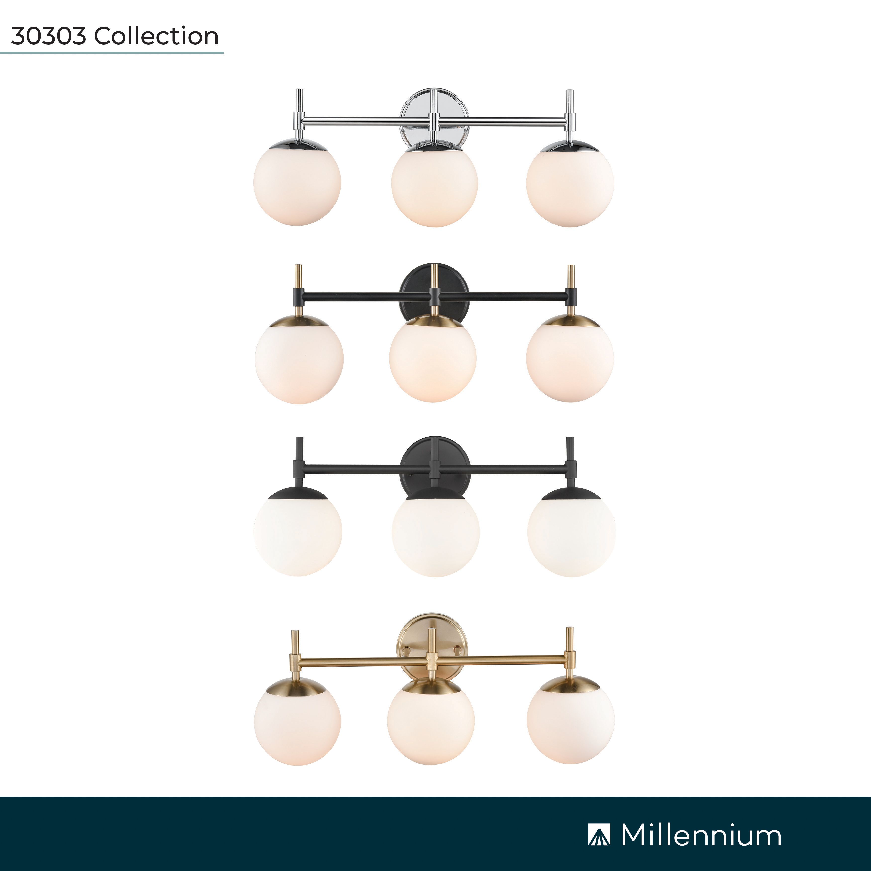 Millennium 3-Light 24" Chrome Vanity Light