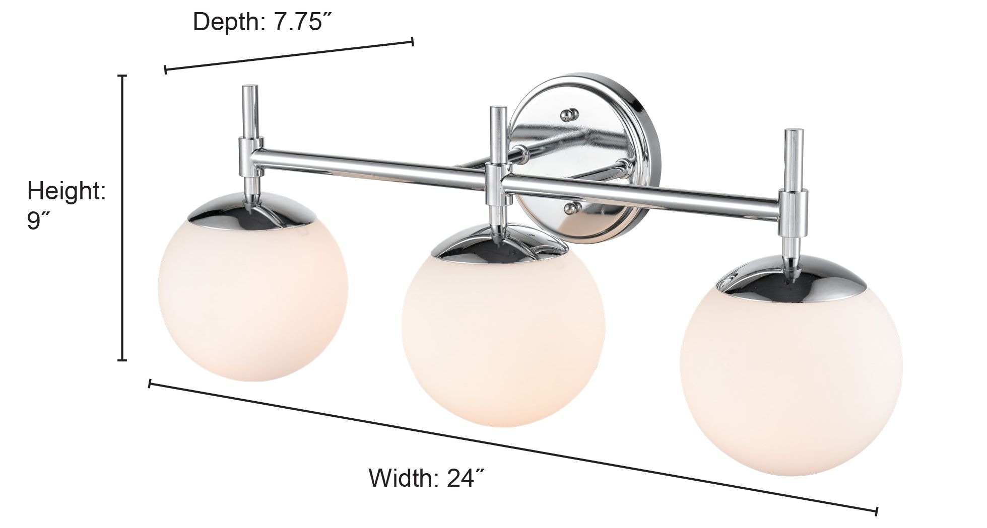 Image 4 Millennium 3-Light 24" Matte Black Vanity Light more views