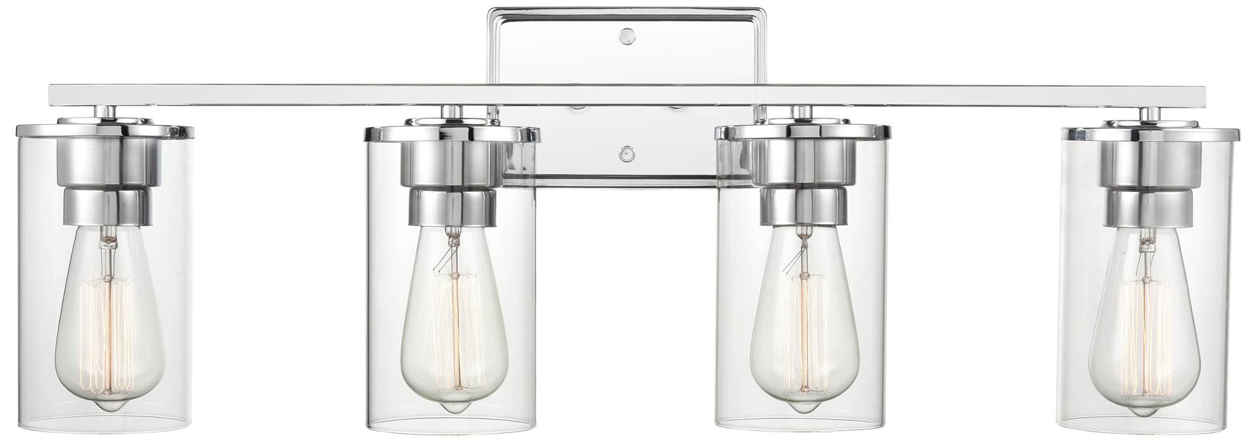 Millennium 4-Light 27.63" Chrome Vanity Light with Glass Shade