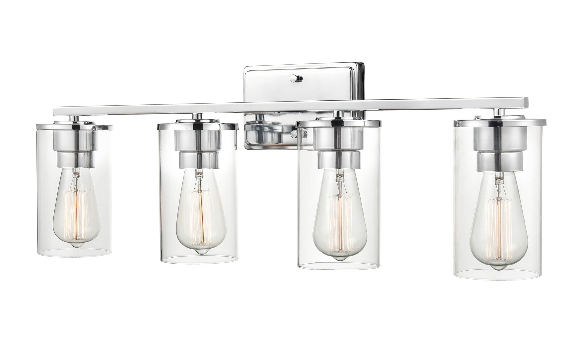 Image 2 Millennium 4-Light 27.63" Chrome Vanity Light with Glass Shade more views