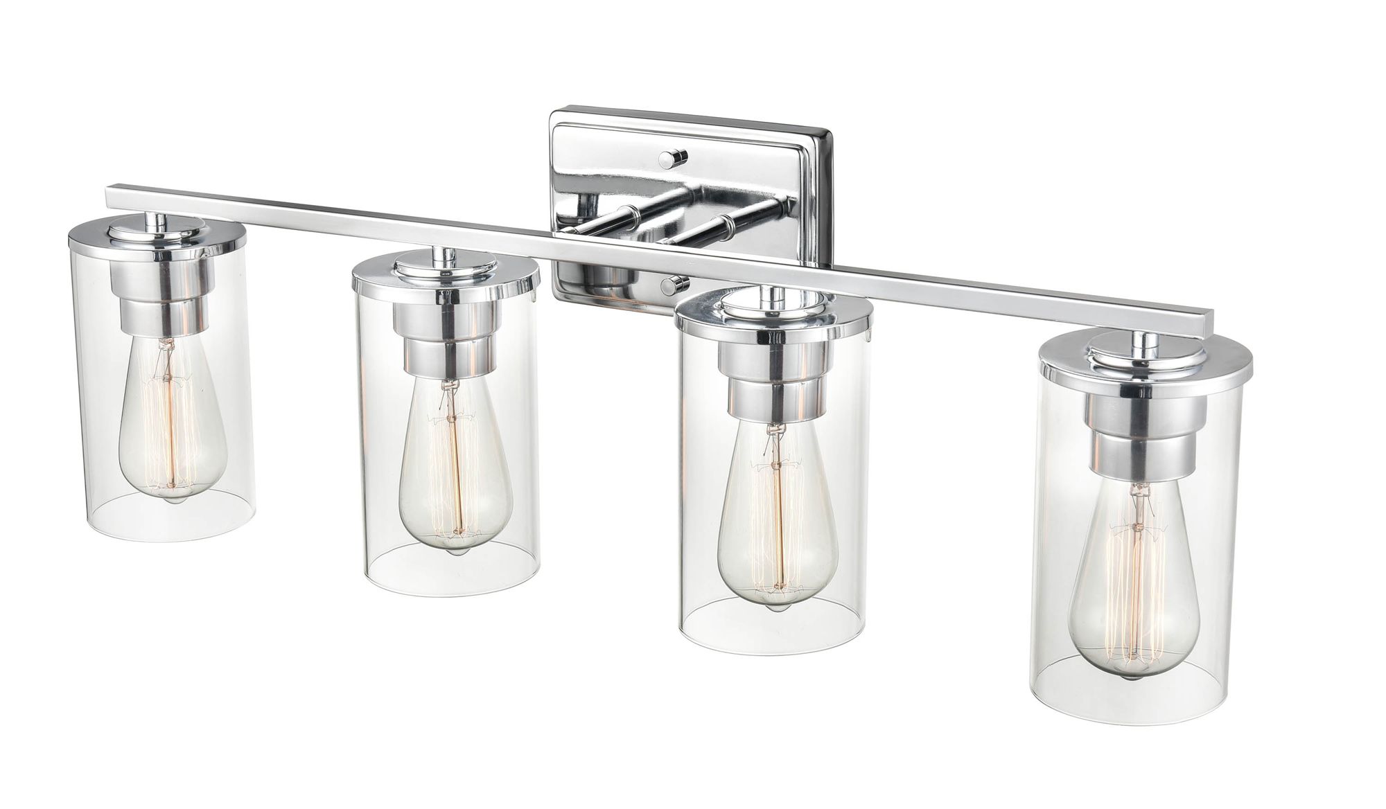 Image 3 Millennium 4-Light 27.63" Chrome Vanity Light with Glass Shade more views