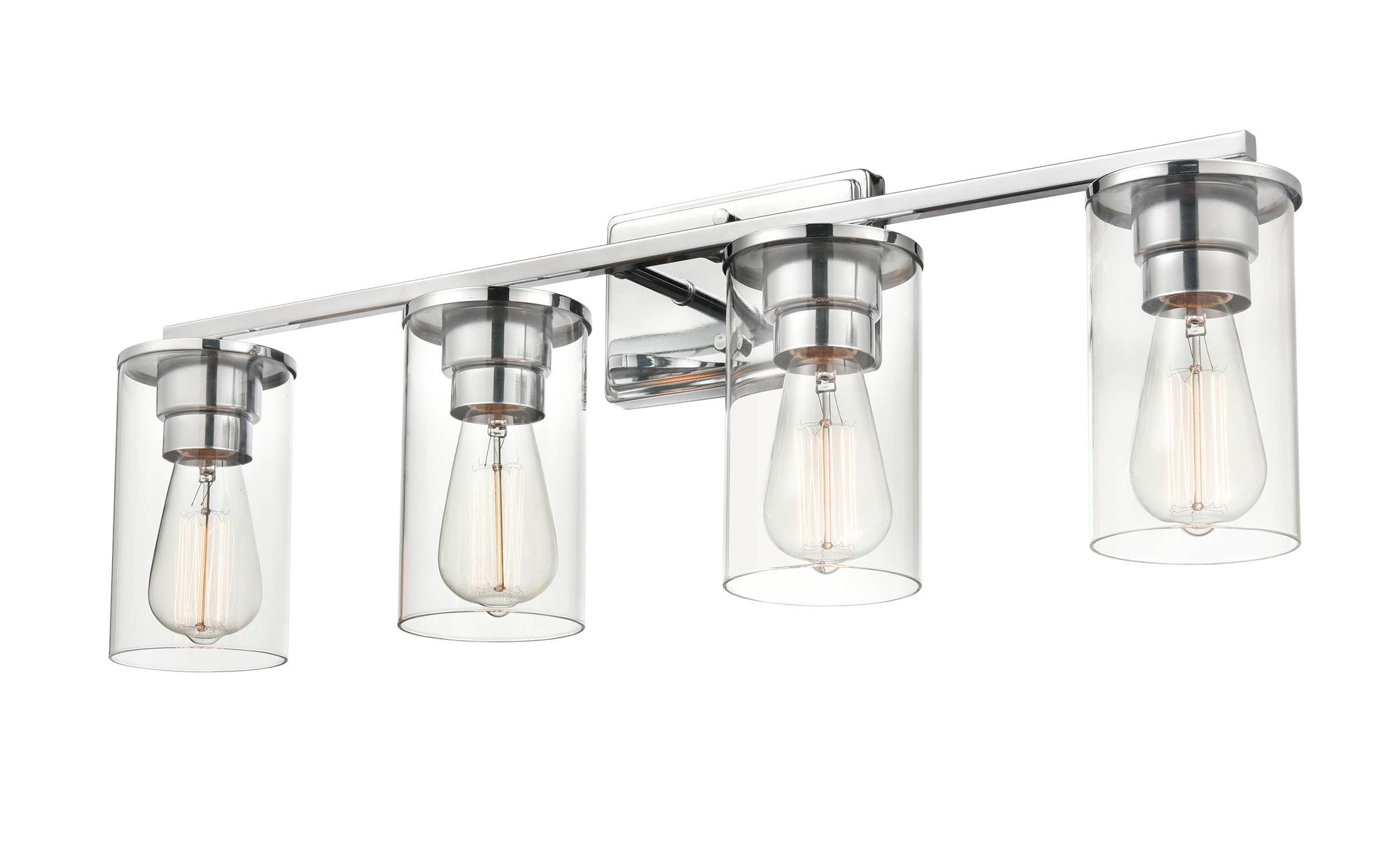 Image 4 Millennium 4-Light 27.63" Chrome Vanity Light with Glass Shade more views