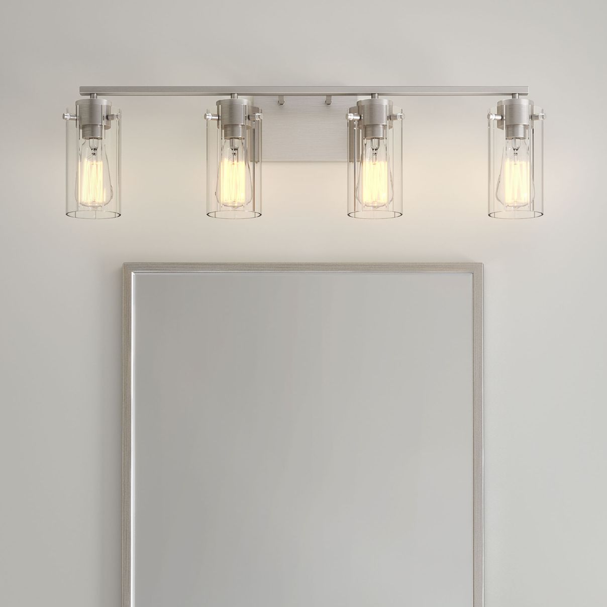 Millennium 4-Light 30.5" Brushed Nickel Vanity Light with Glass Shade