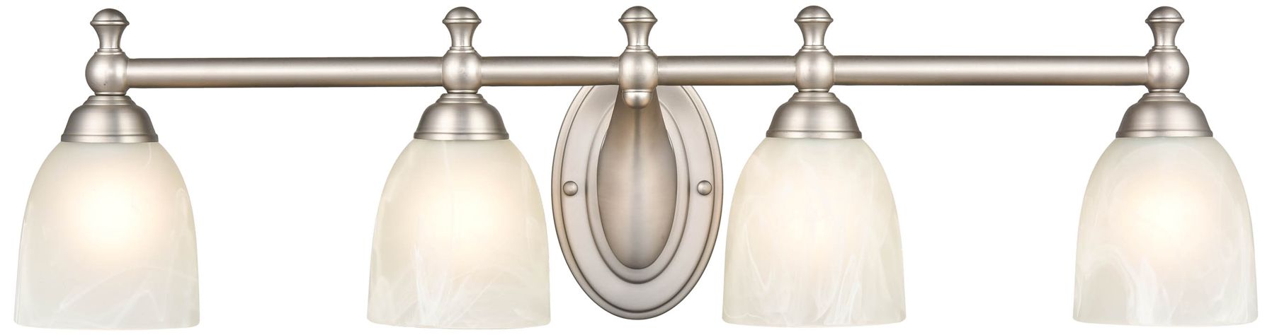 Millennium 4-Light 30" Satin Nickel Vanity Light with Glass Shade