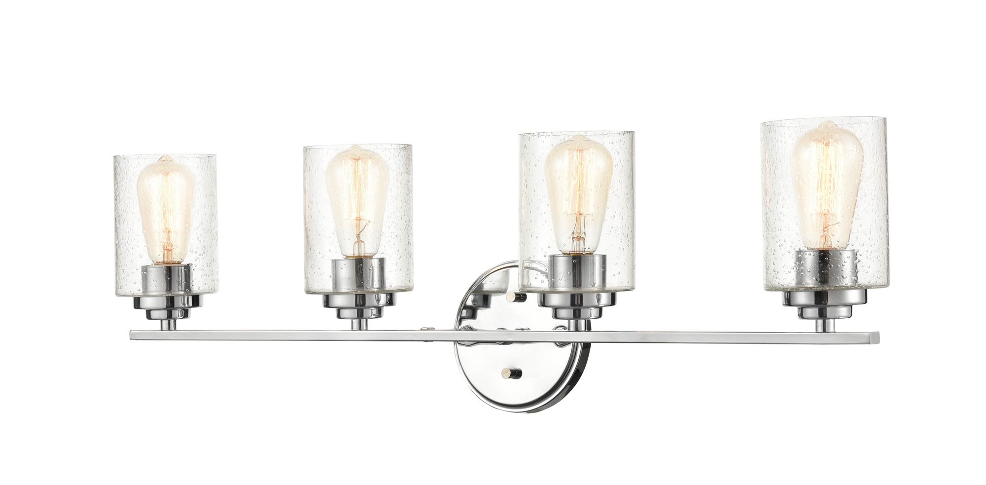 Image 2 Millennium 4-Light 31.13" Chrome Vanity Light with Glass Shade more views