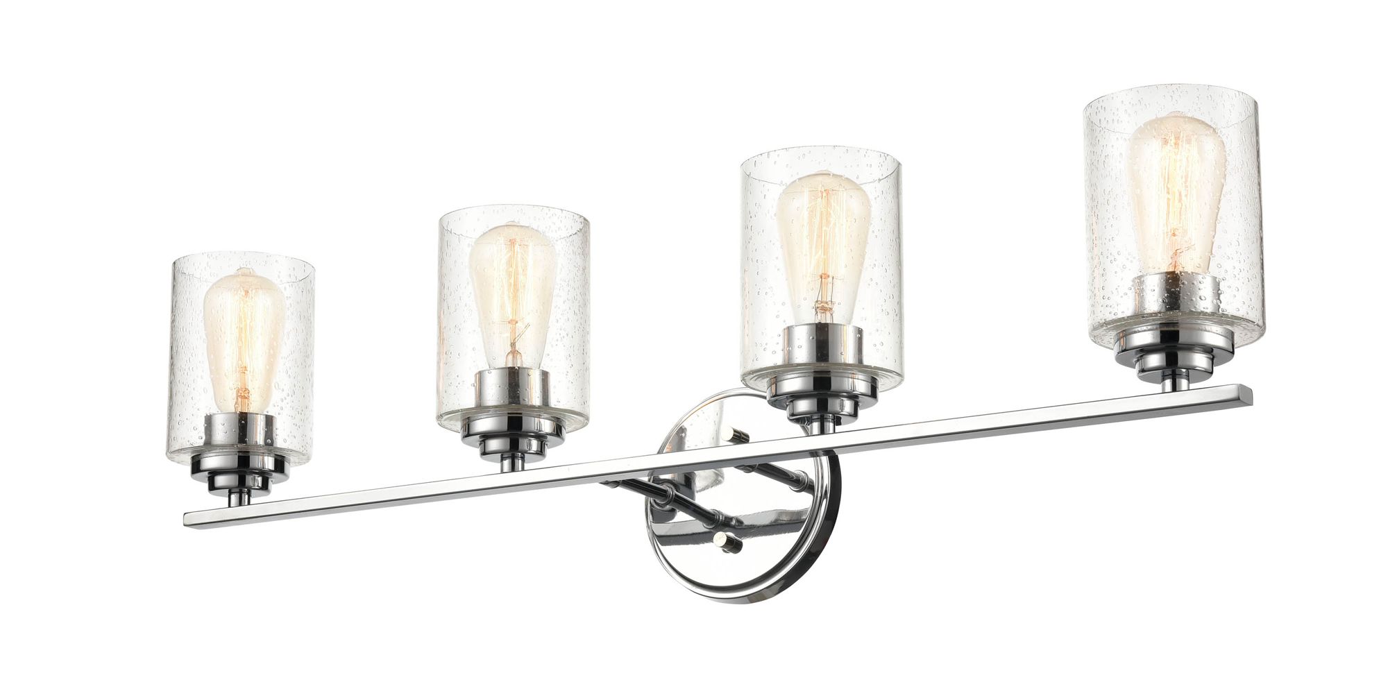 Image 3 Millennium 4-Light 31.13" Chrome Vanity Light with Glass Shade more views