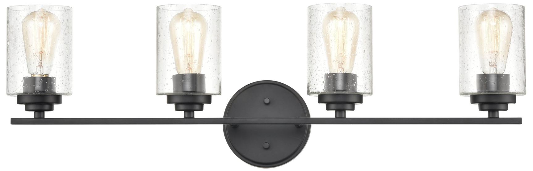 Millennium 4-Light 31.13" Matte Black Vanity Light with Glass Shade