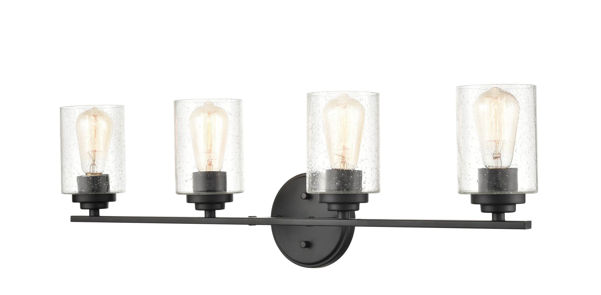 Image 2 Millennium 4-Light 31.13" Matte Black Vanity Light with Glass Shade more views